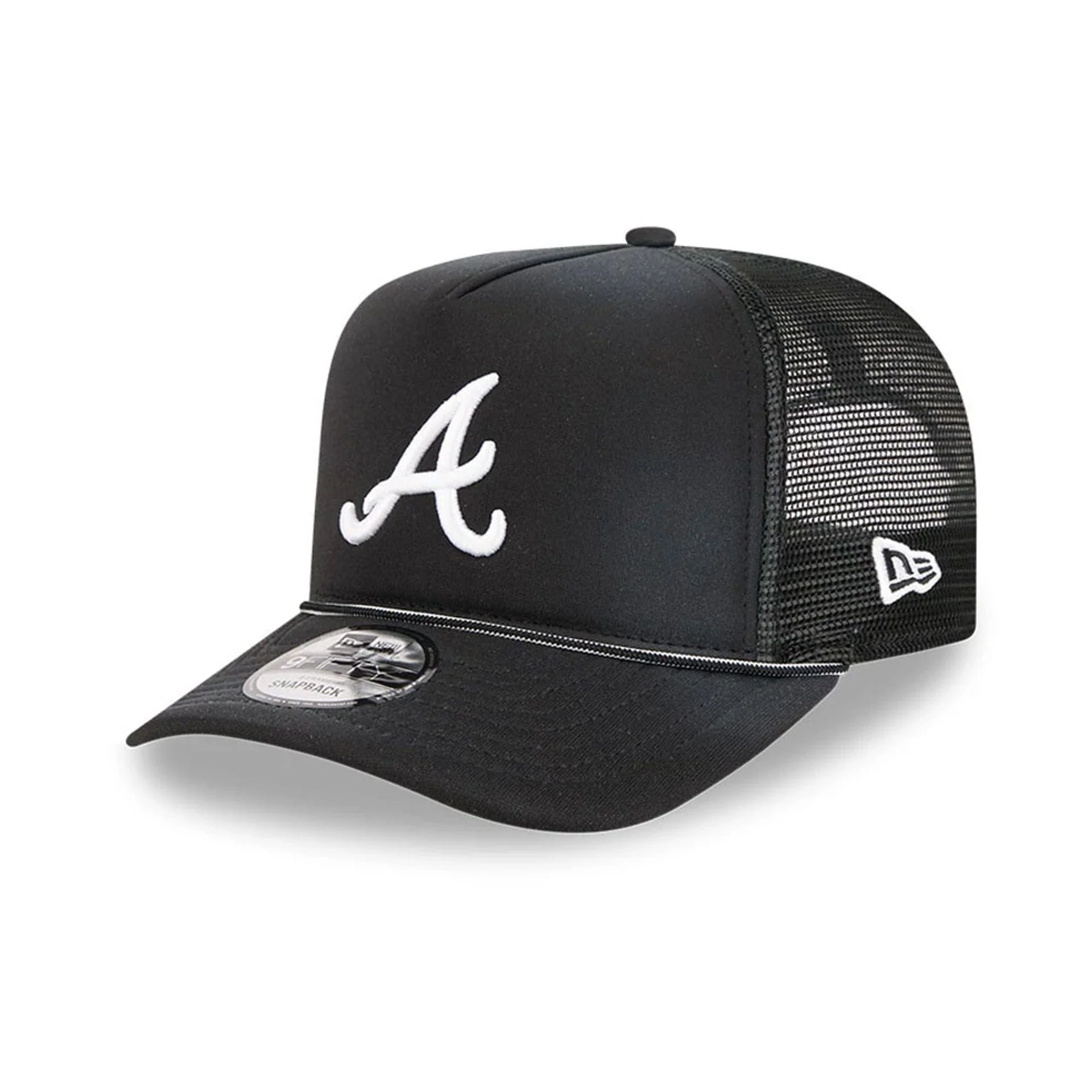 Atlanta Braves MLB Washed Black 9FIFTY A-Frame Trucker Adjustable Cap