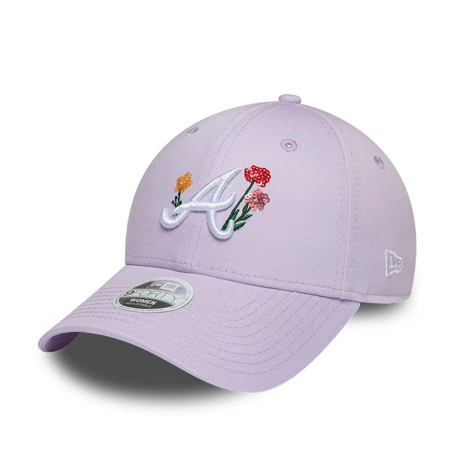 Atlanta Braves Womens MLB Floral Icon Pastel Purple 9FORTY Adjustable Cap