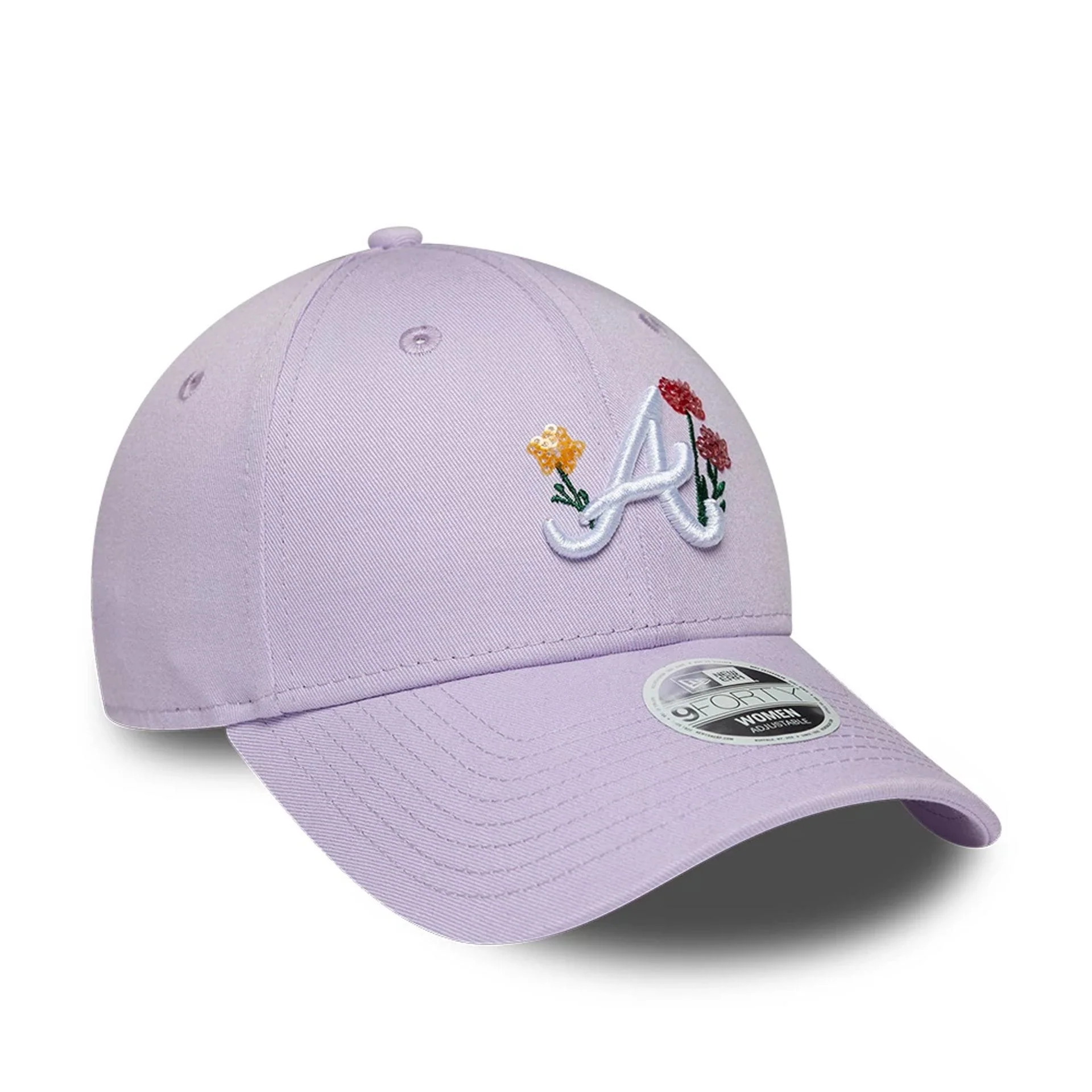 Atlanta Braves Womens MLB Floral Icon Pastel Purple 9FORTY Adjustable Cap - Image 3