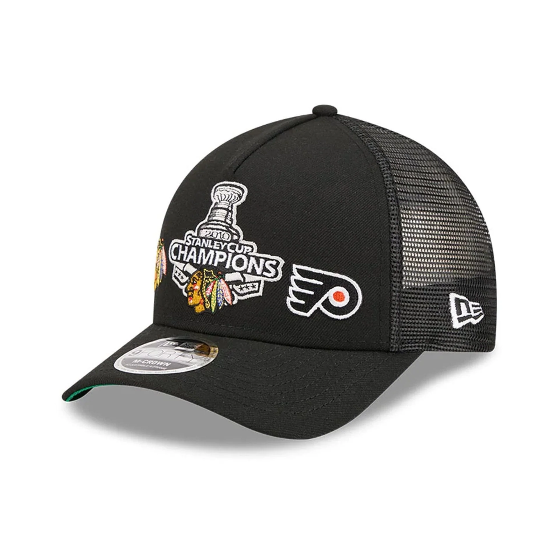 Blackhawks NHL Stanley Cup Black 9FORTY M-Crown A-Frame Trucker Adjustable Cap