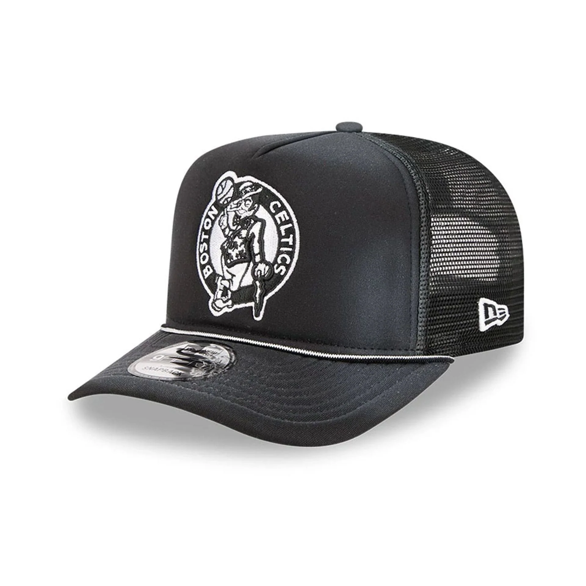 Boston Celtics NBA Washed Black 9FIFTY A-Frame Trucker Adjustable Cap