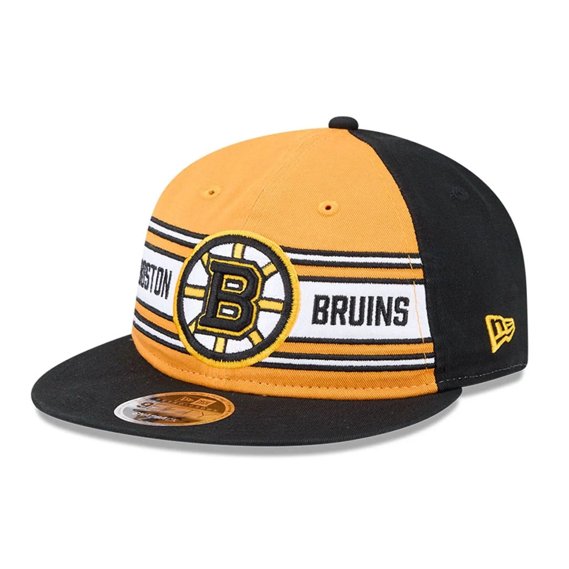 Bruins NHL Team Stripes Black Retro Crown 9FIFTY Adjustable Cap