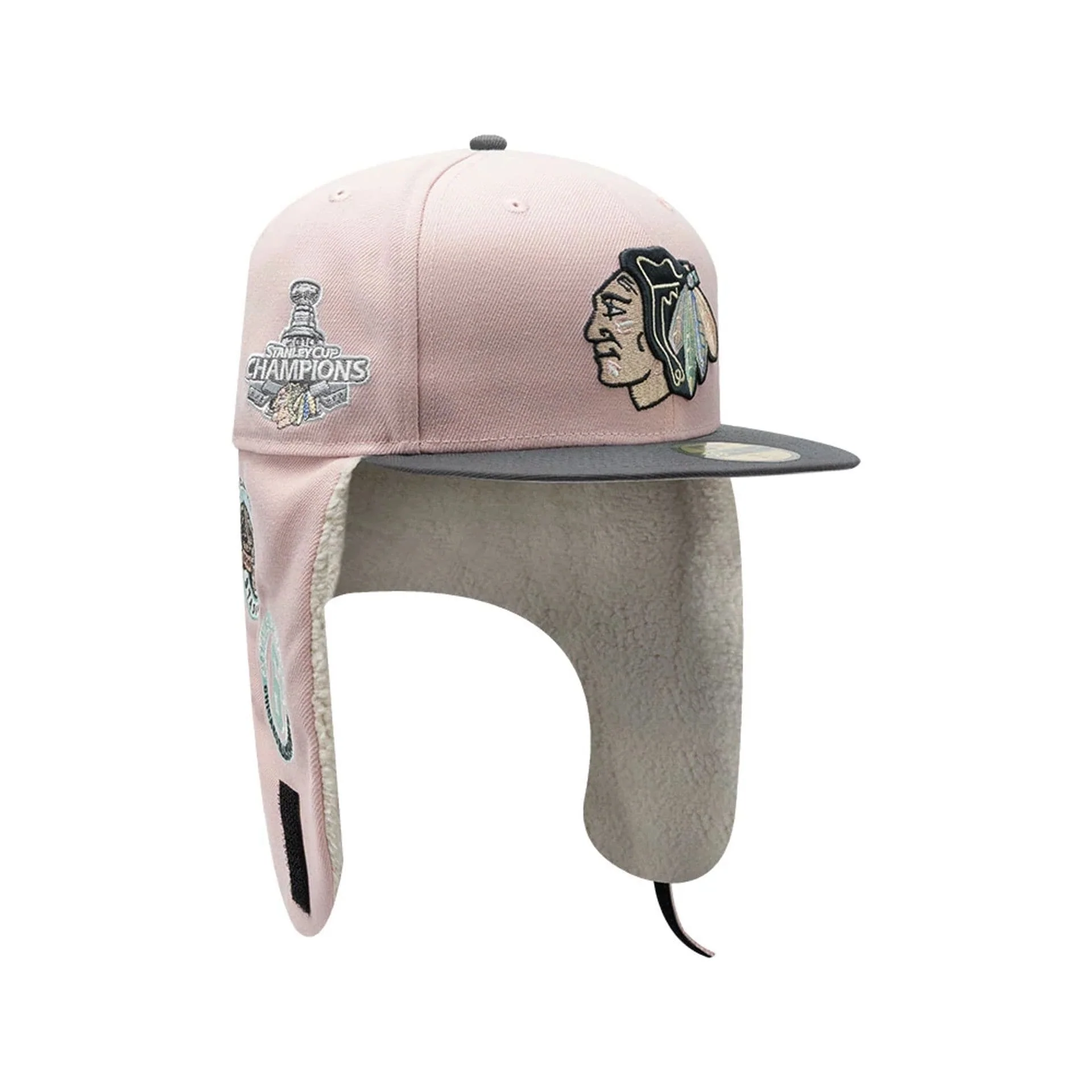 Chicago Blackhawks NHL Patch Pastel Pink Dogear 59FIFTY Fitted Cap - Image 2