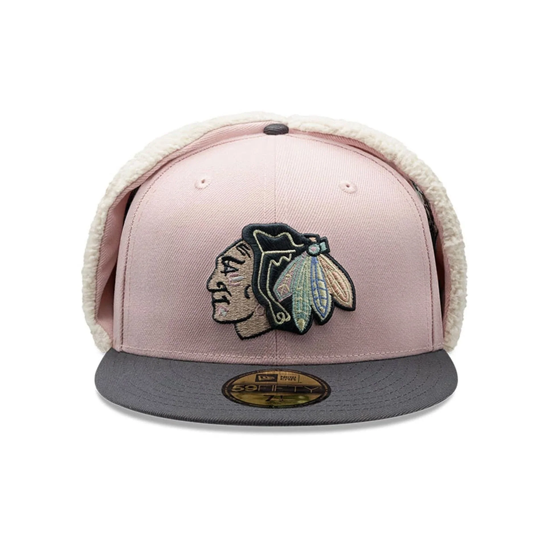 Chicago Blackhawks NHL Patch Pastel Pink Dogear 59FIFTY Fitted Cap - Image 3