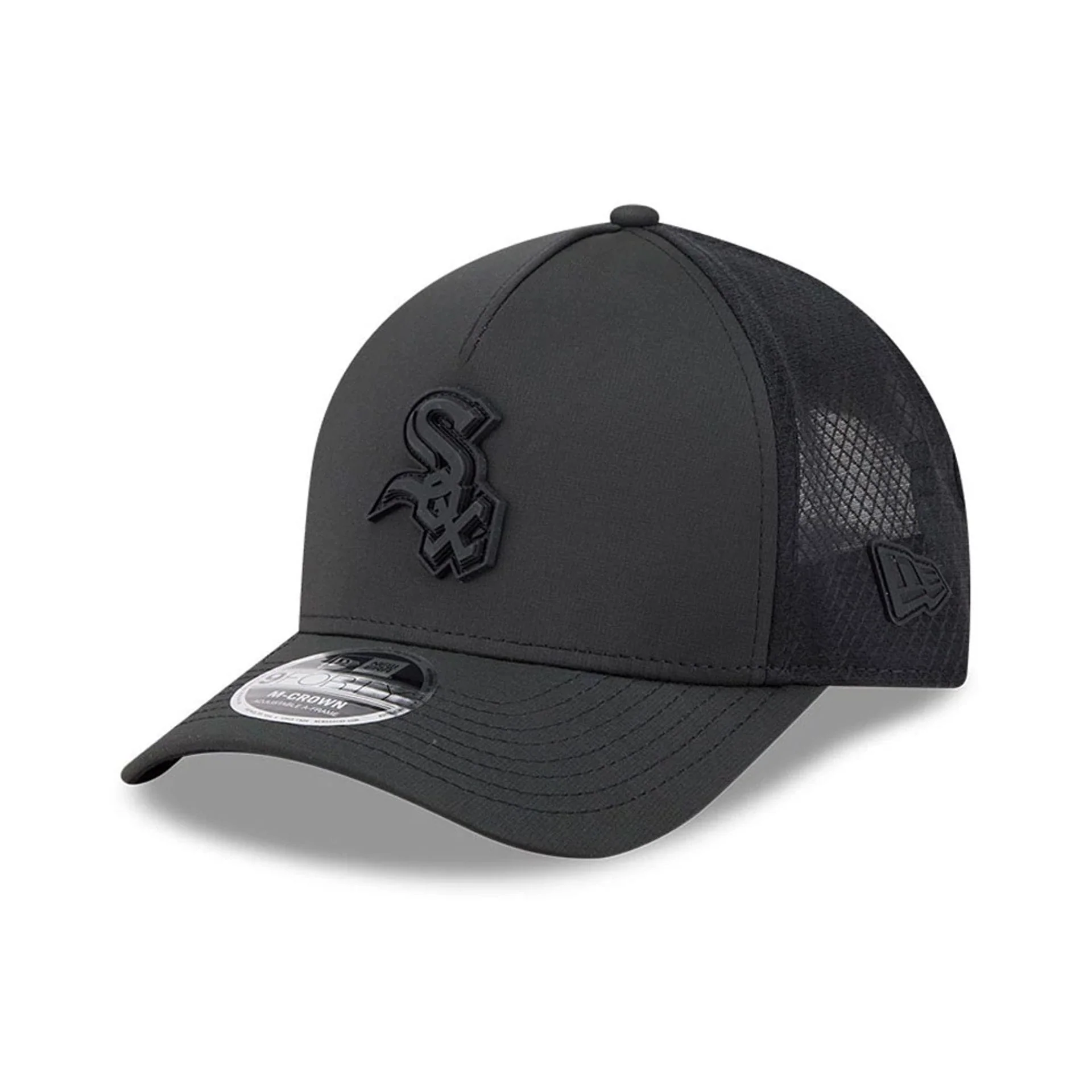 Chicago White Sox MLB Badged Black 9FORTY M-Crown A-Frame Trucker Cap