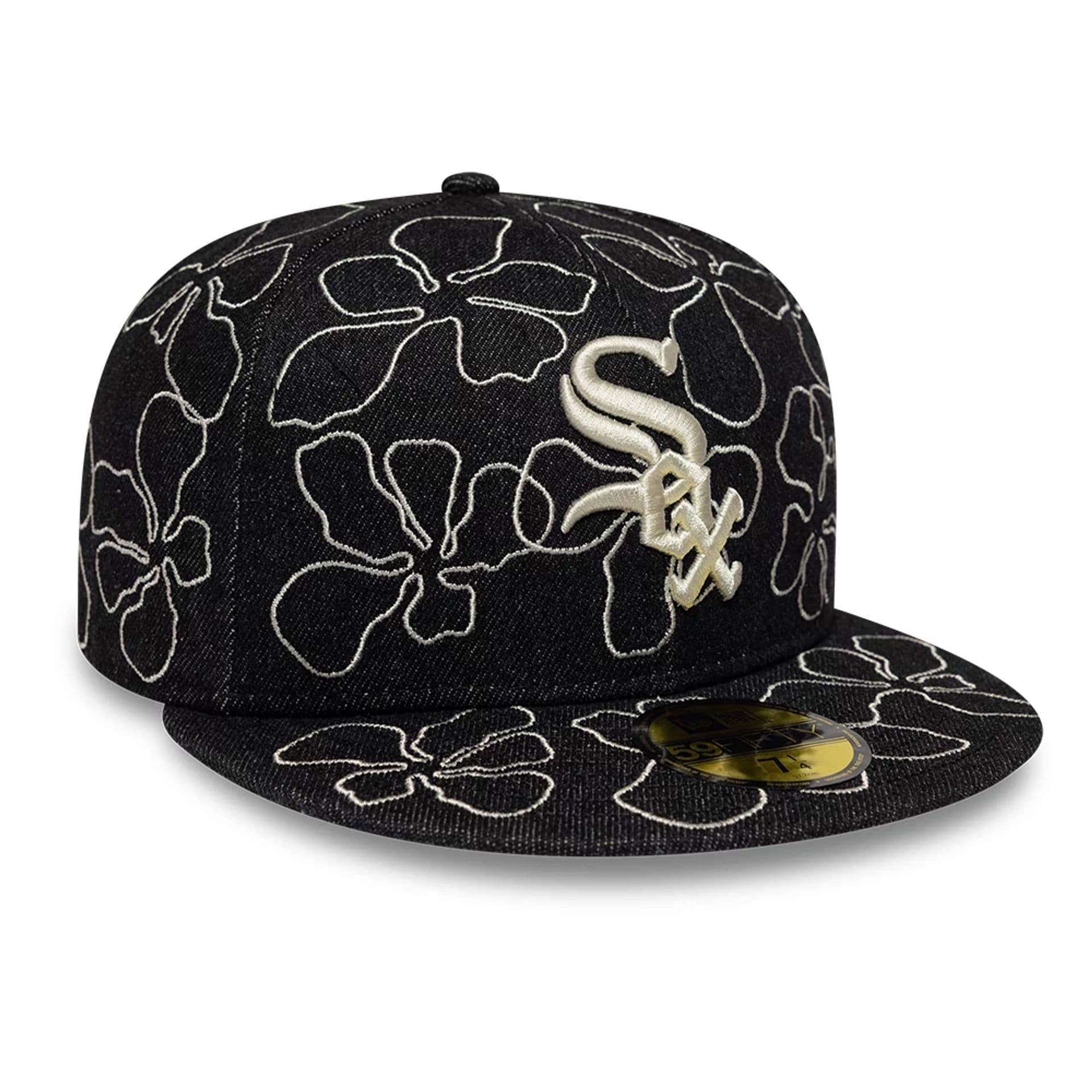 Chicago White Sox MLB Floral Denim Black 59FIFTY Fitted Cap - Image 3