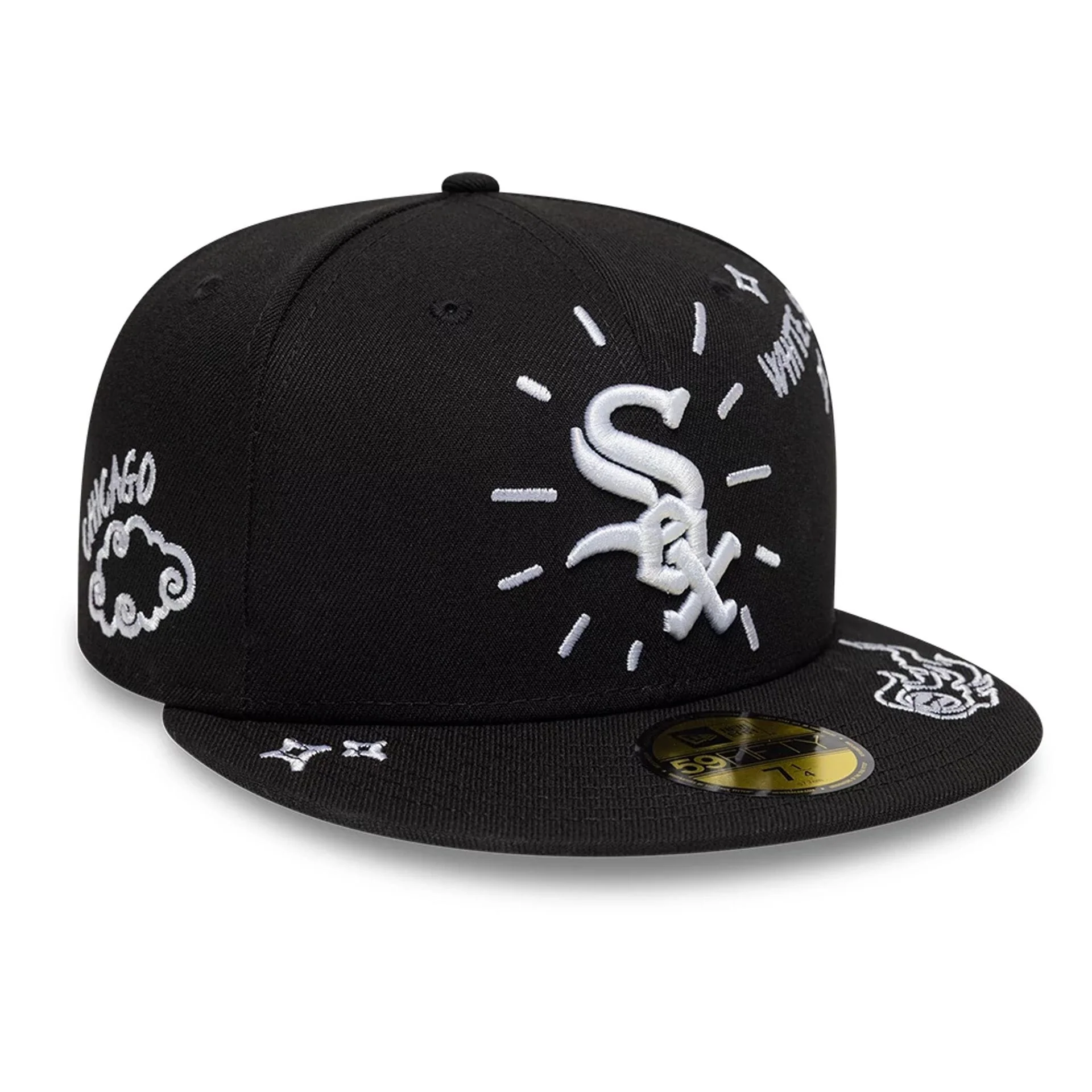 Chicago White Sox MLB Scribble Black 59FIFTY Fitted Cap - Image 3