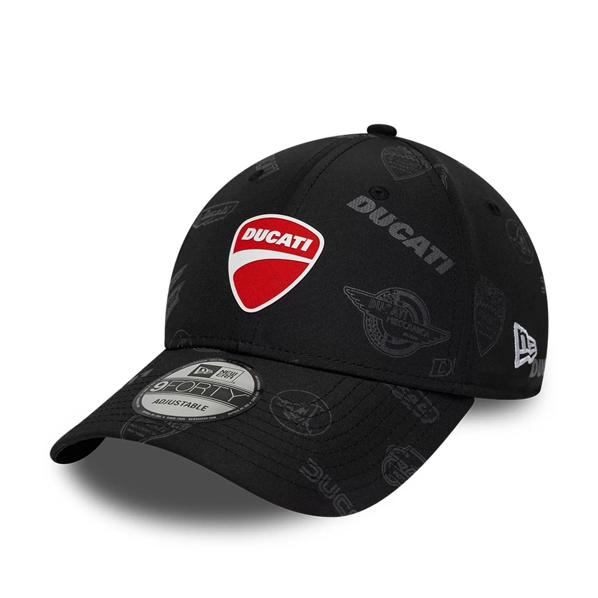 Ducati Motor Logo All Over Print Black 9FORTY Adjustable Cap