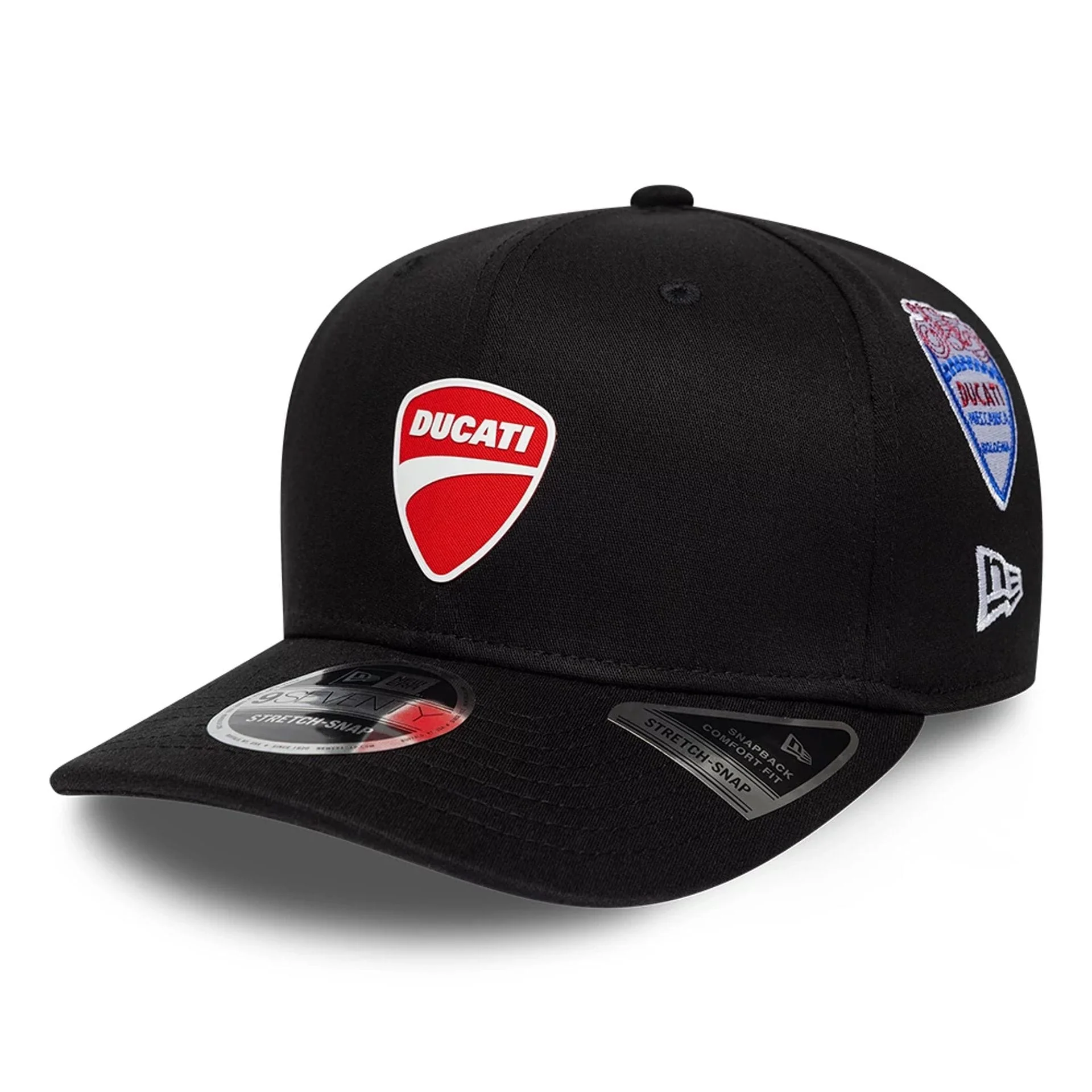 Ducati Motor Logo Patch Black 9SEVENTY Stretch Snap Adjustable Cap
