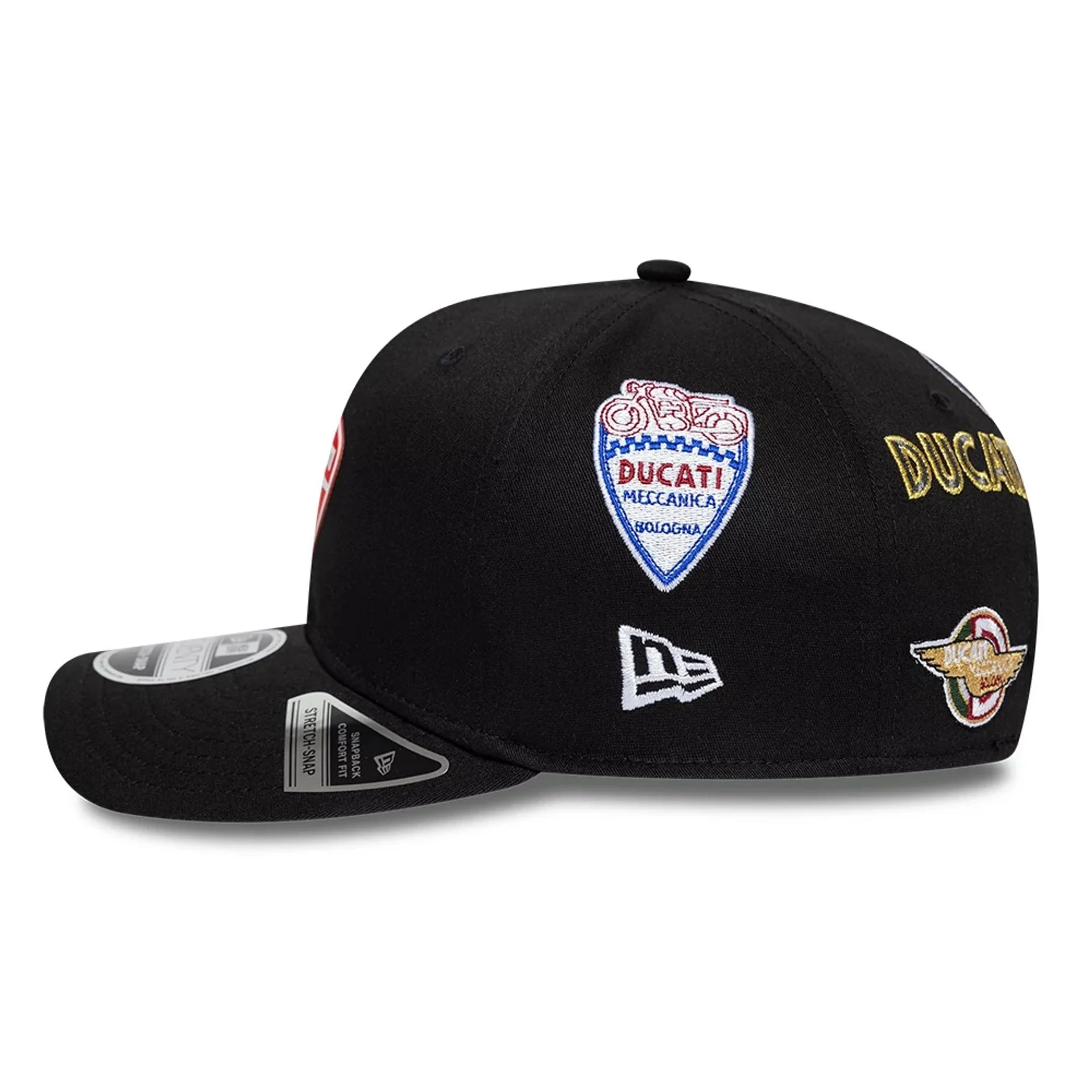 Ducati Motor Logo Patch Black 9SEVENTY Stretch Snap Adjustable Cap - Image 5