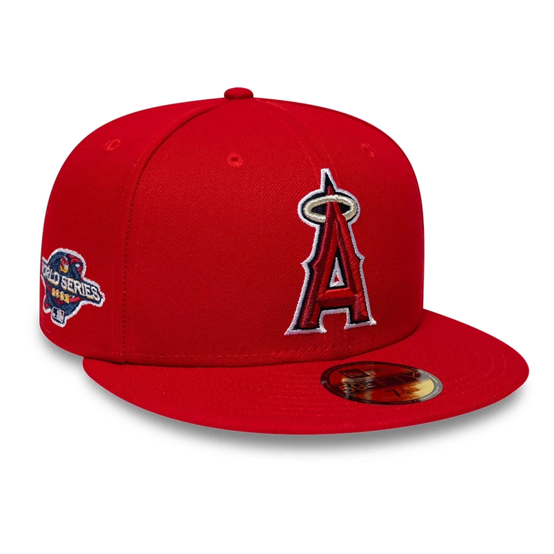 LA Angels MLB Sidepatch Satin Lined Red 59FIFTY Fitted Cap