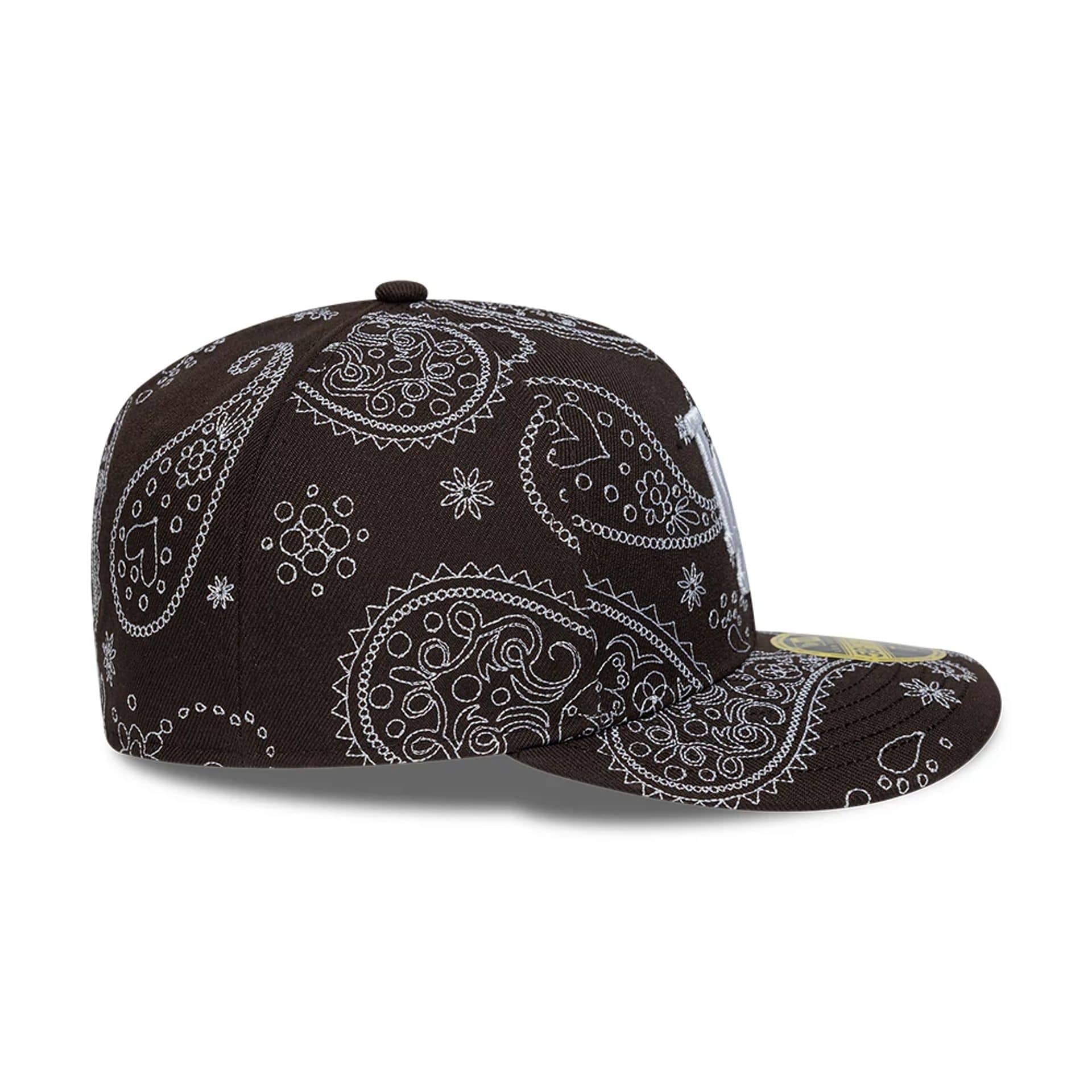 LA Dodgers MLB All Over Paisley Dark Brown Low Profile 59FIFTY Fitted Cap - Image 6