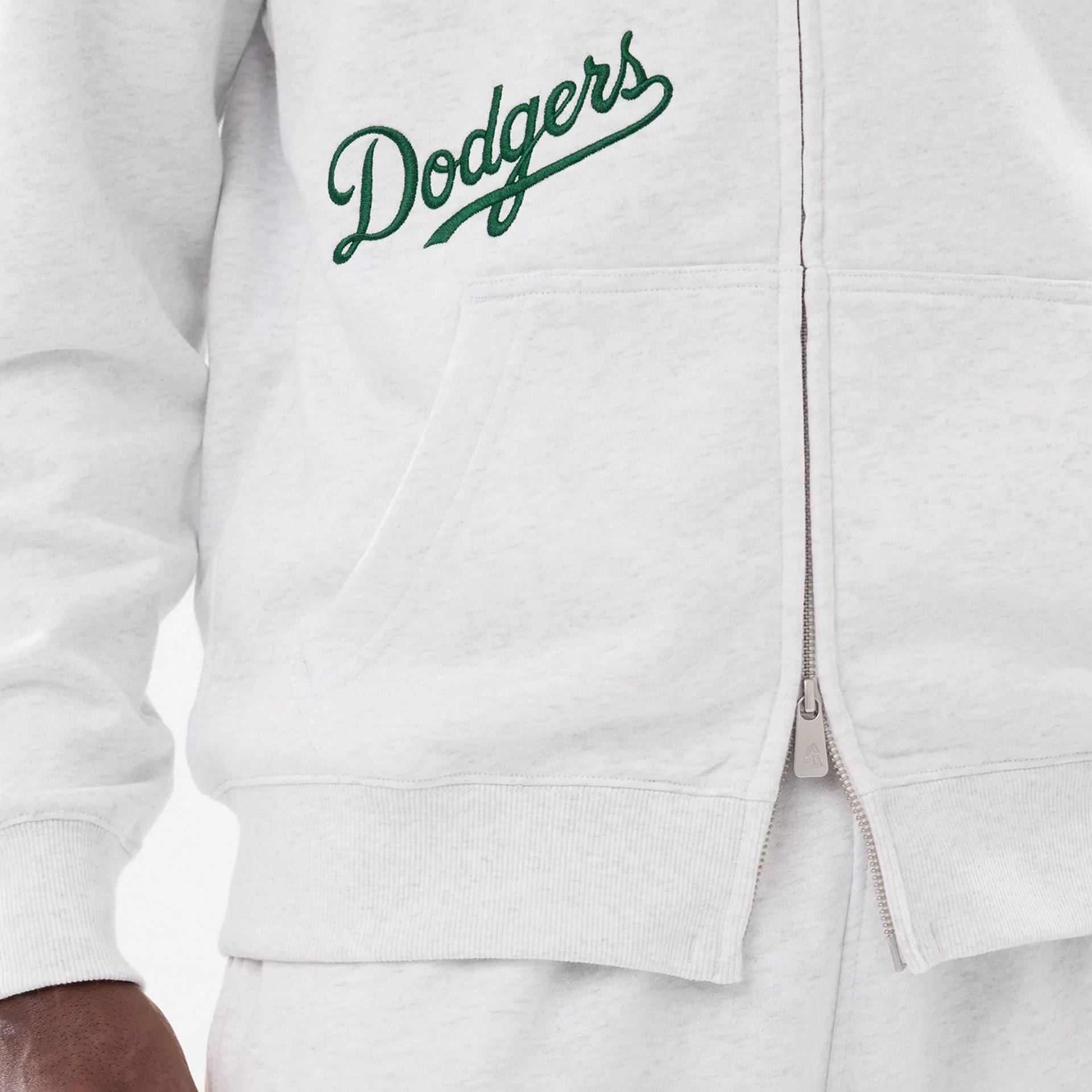 LA Dodgers MLB Comfort Grey 2 Way Full Zip Hoodie - Image 6