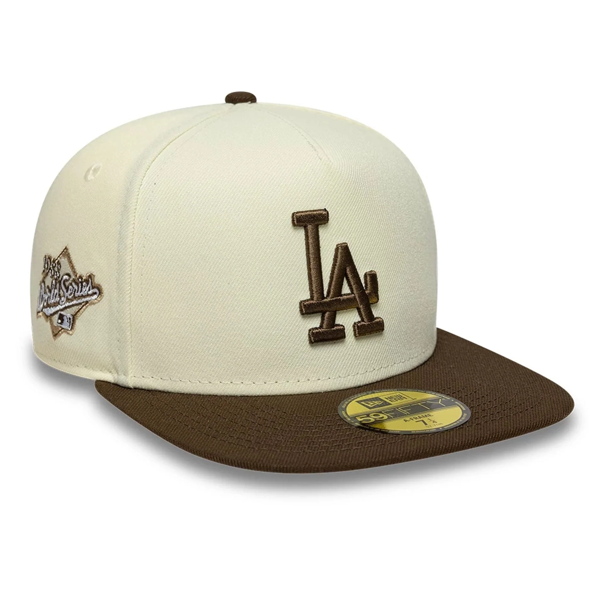 LA Dodgers MLB Cream 59FIFTY A-Frame Fitted Cap