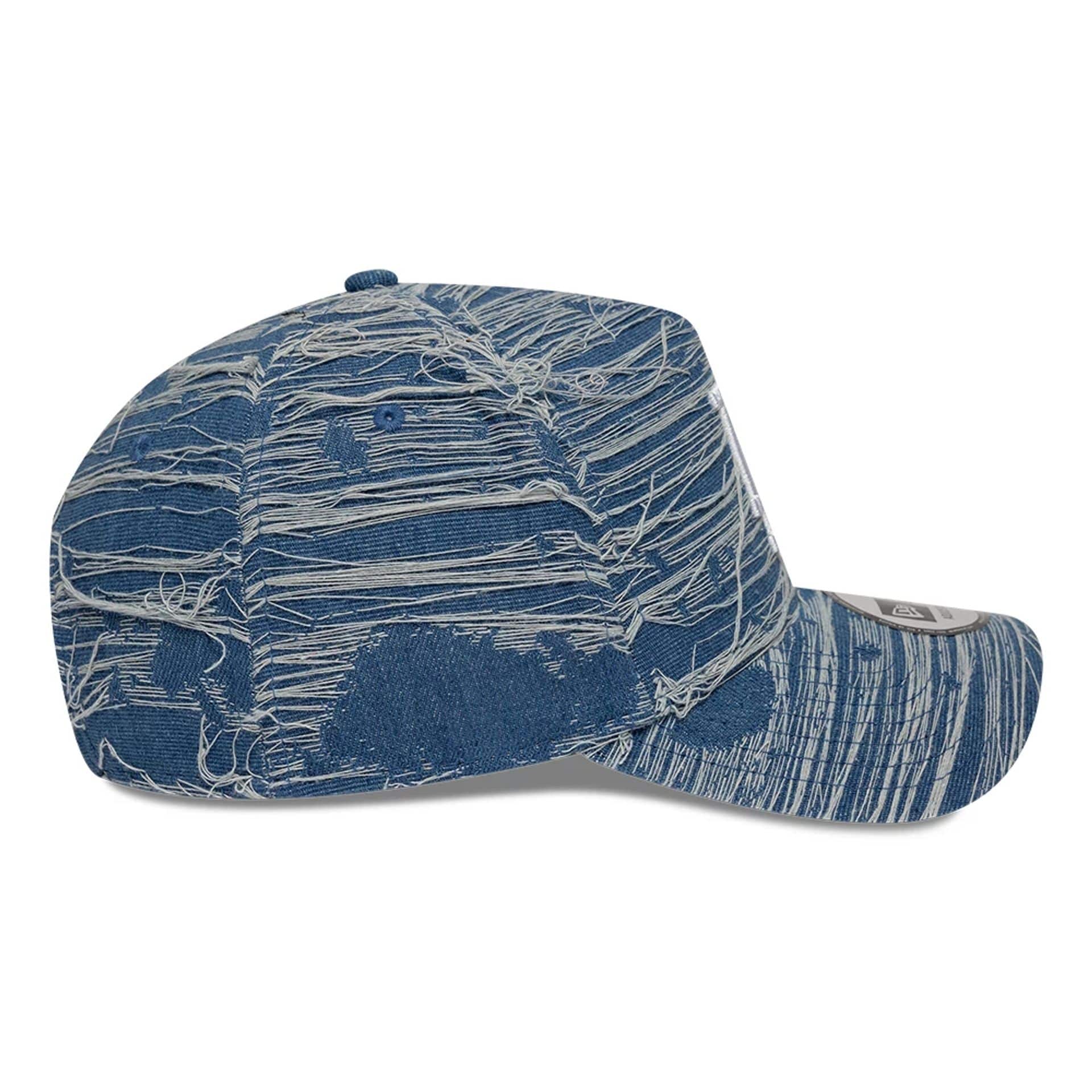 LA Dodgers MLB Distressed Denim Blue 9FORTY E-Frame Adjustable Cap - Image 6