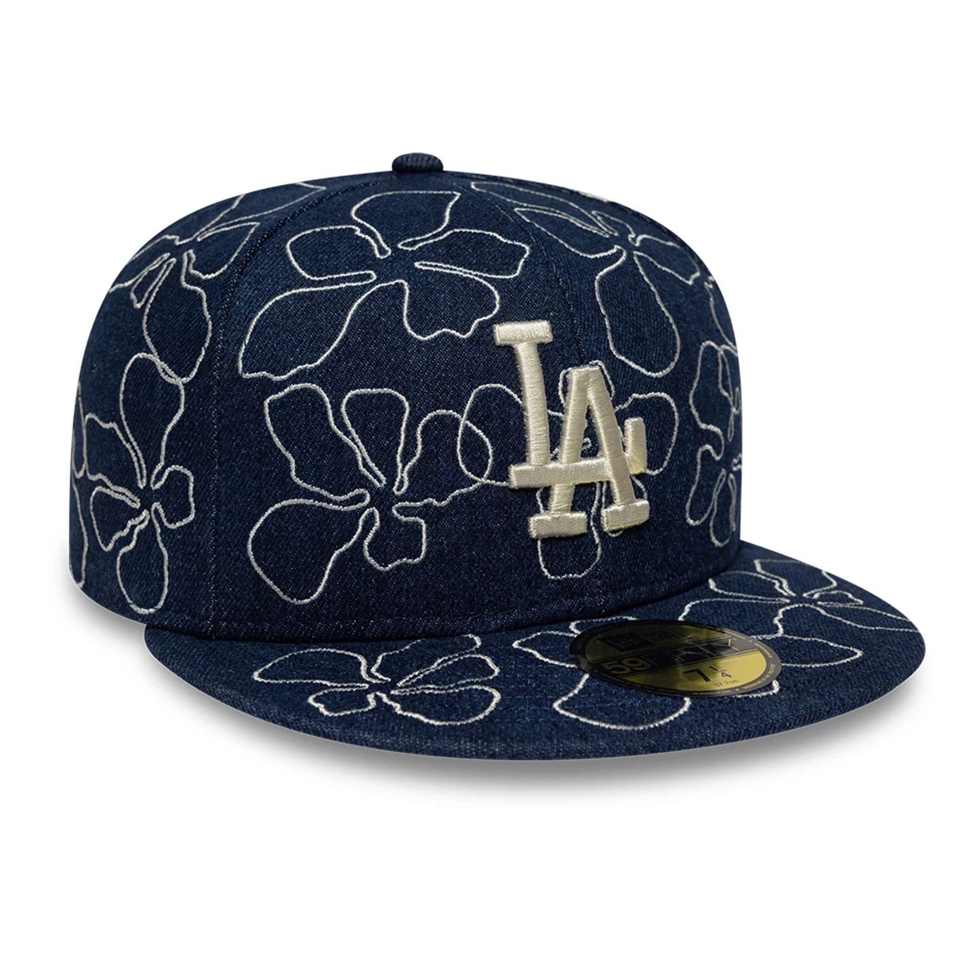 LA Dodgers MLB Floral Denim Blue 59FIFTY Fitted Cap - Image 3