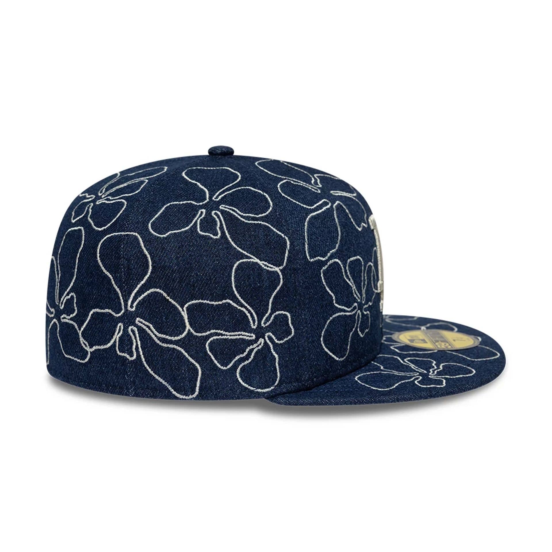 LA Dodgers MLB Floral Denim Blue 59FIFTY Fitted Cap - Image 5