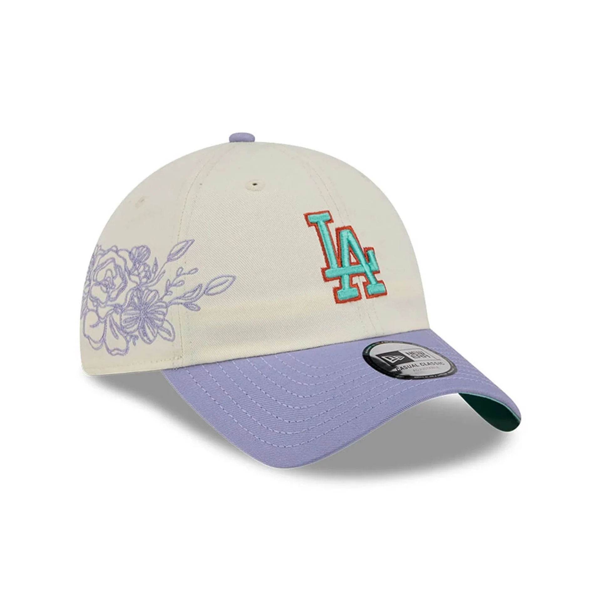 LA Dodgers MLB Lavender Flowers White Casual Classic Adjustable Cap