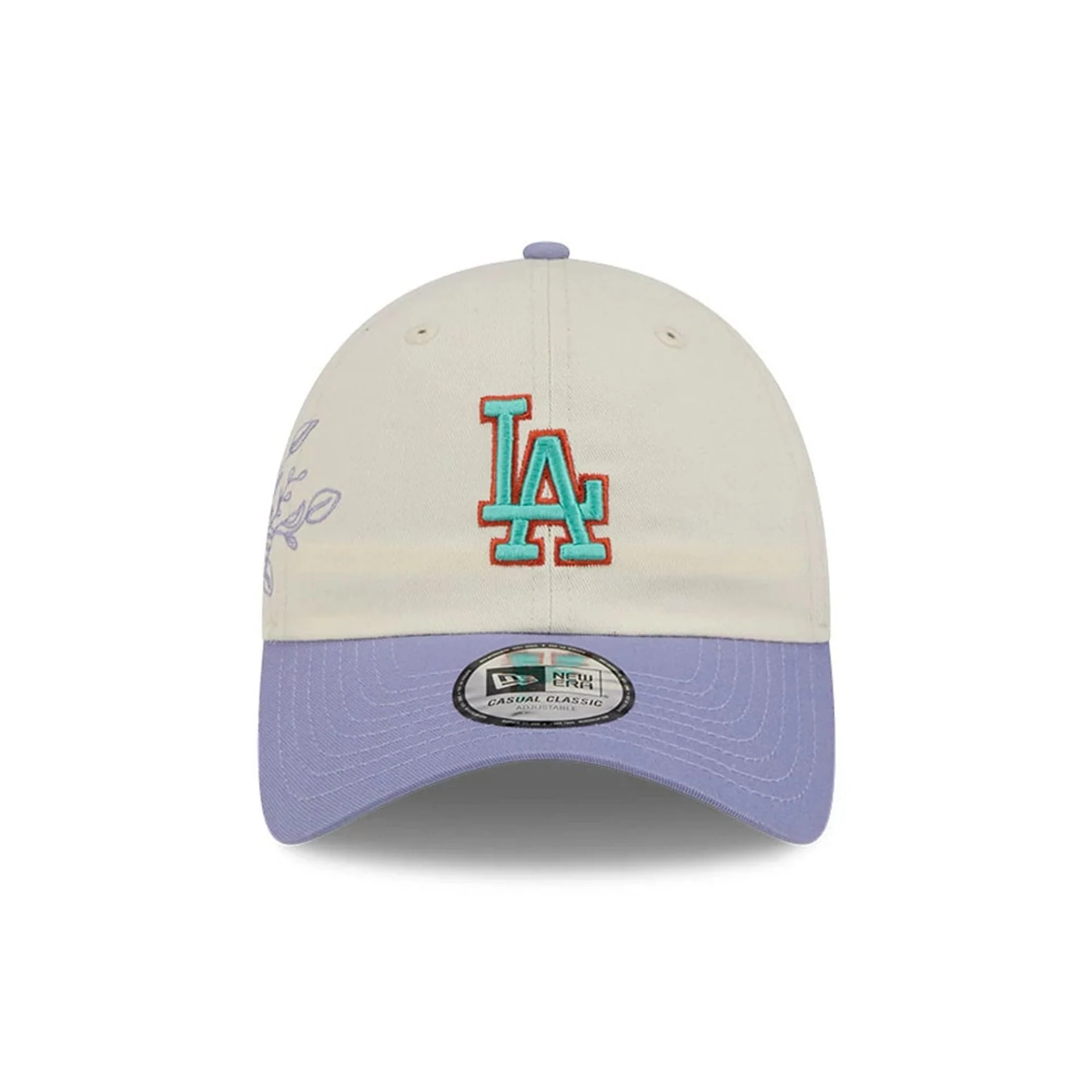 LA Dodgers MLB Lavender Flowers White Casual Classic Adjustable Cap - Image 3