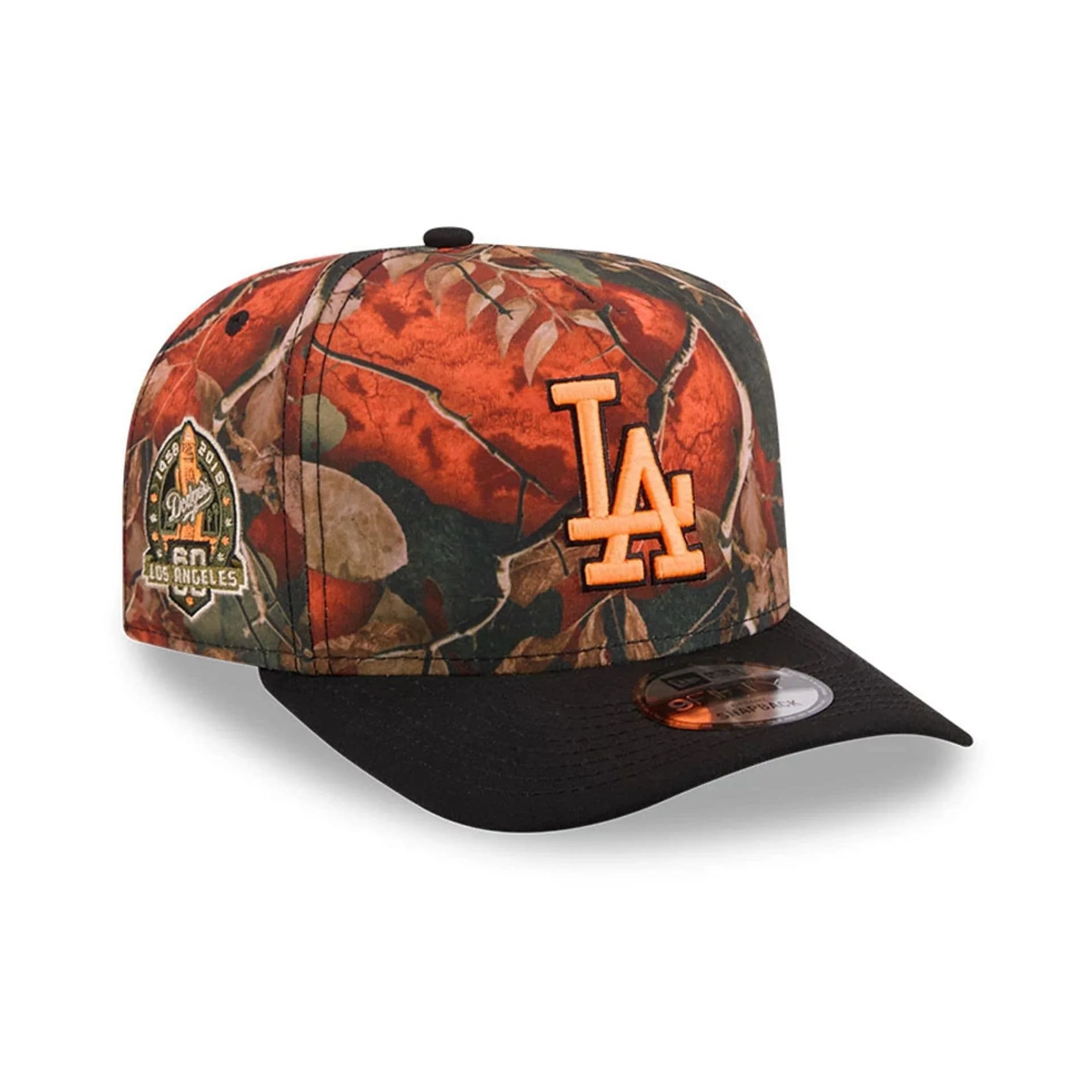 LA Dodgers MLB Leaves Bright Orange 9FIFTY A-Frame Snapback Adjustable Cap