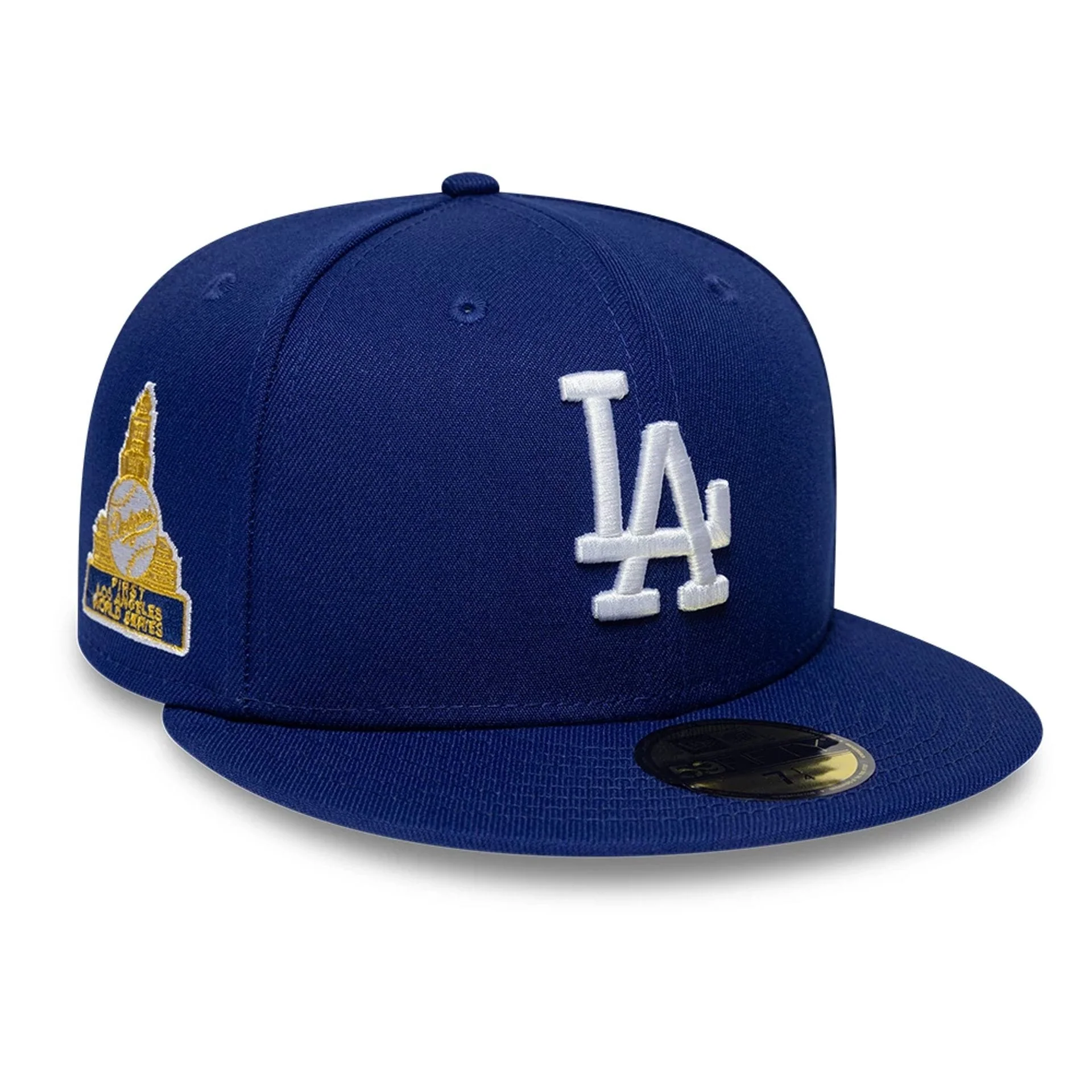 LA Dodgers MLB Sidepatch Satin Lined Dark Blue 59FIFTY Fitted Cap