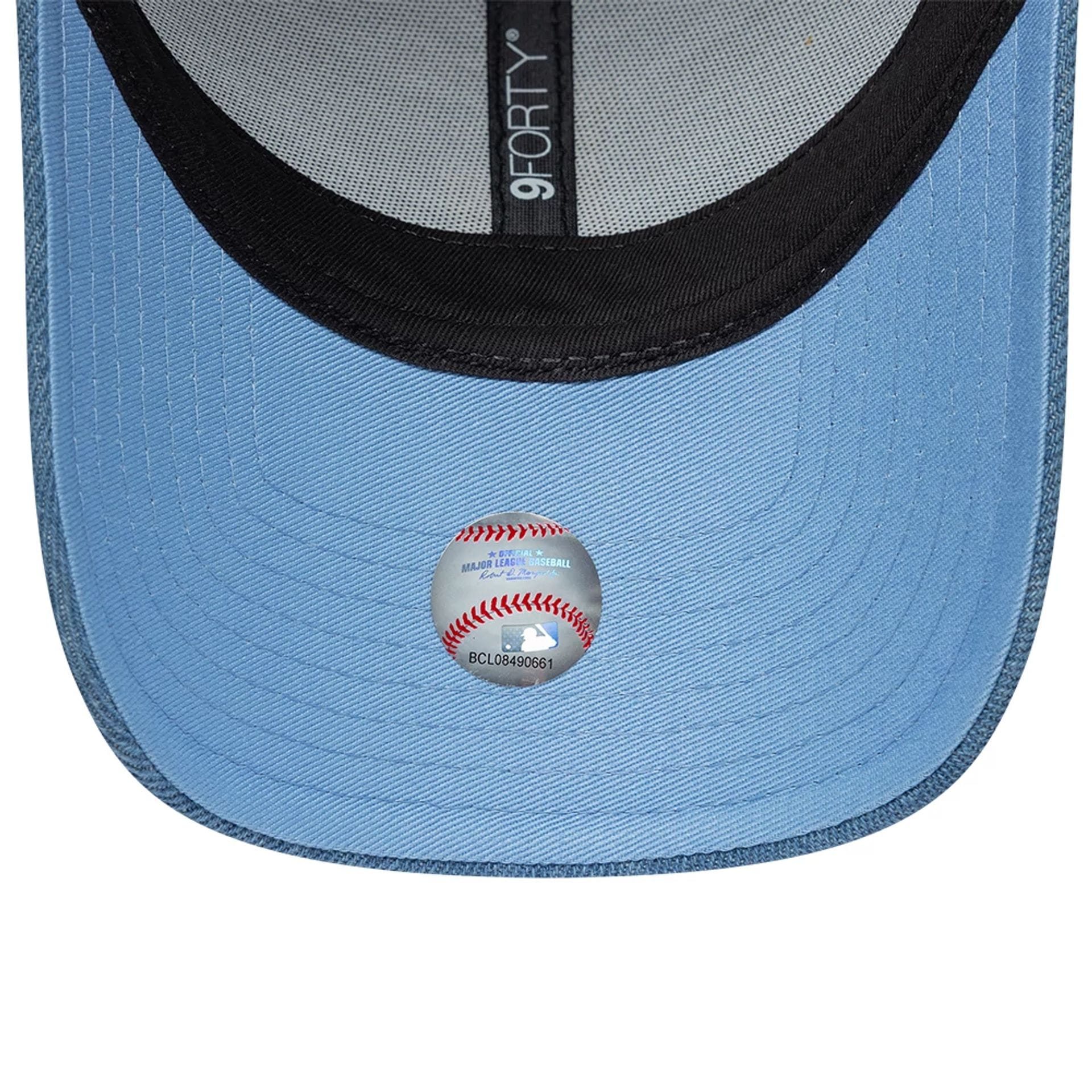 LA Dodgers Womens MLB Denim Pastel Blue 9FORTY Bowback Adjustable Cap - Image 7