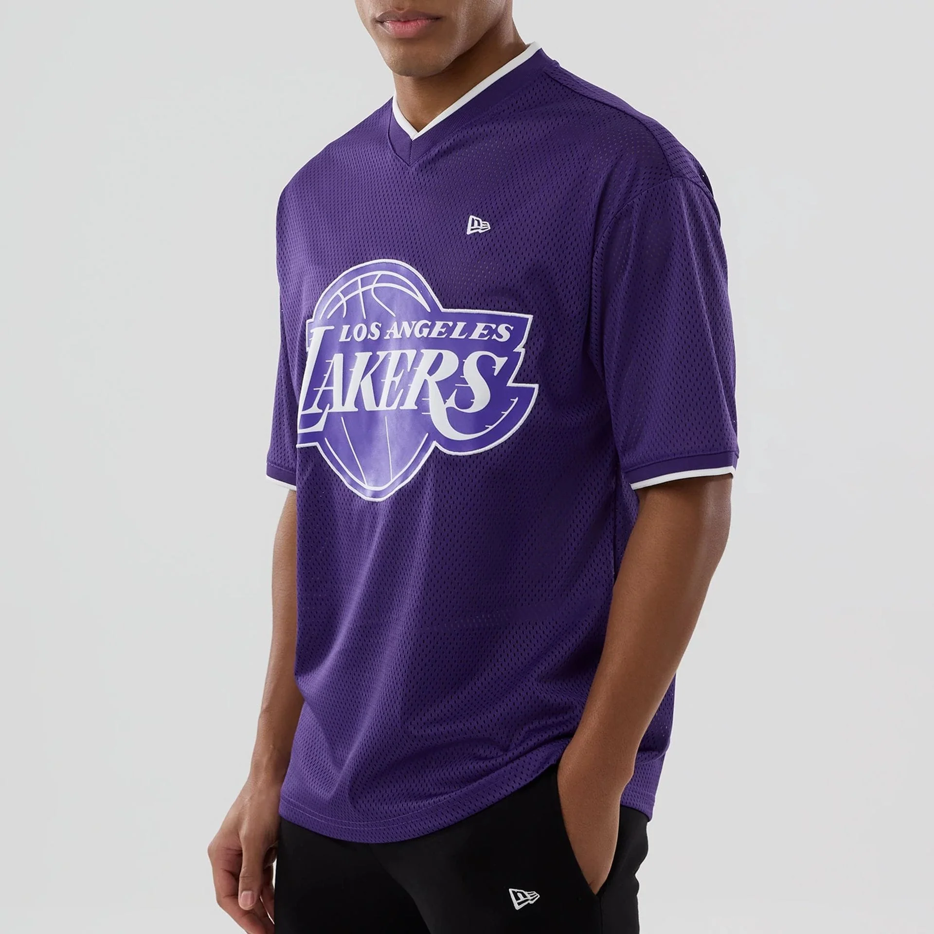 LA Lakers NBA Mesh Purple Oversized T-Shirt - Image 4
