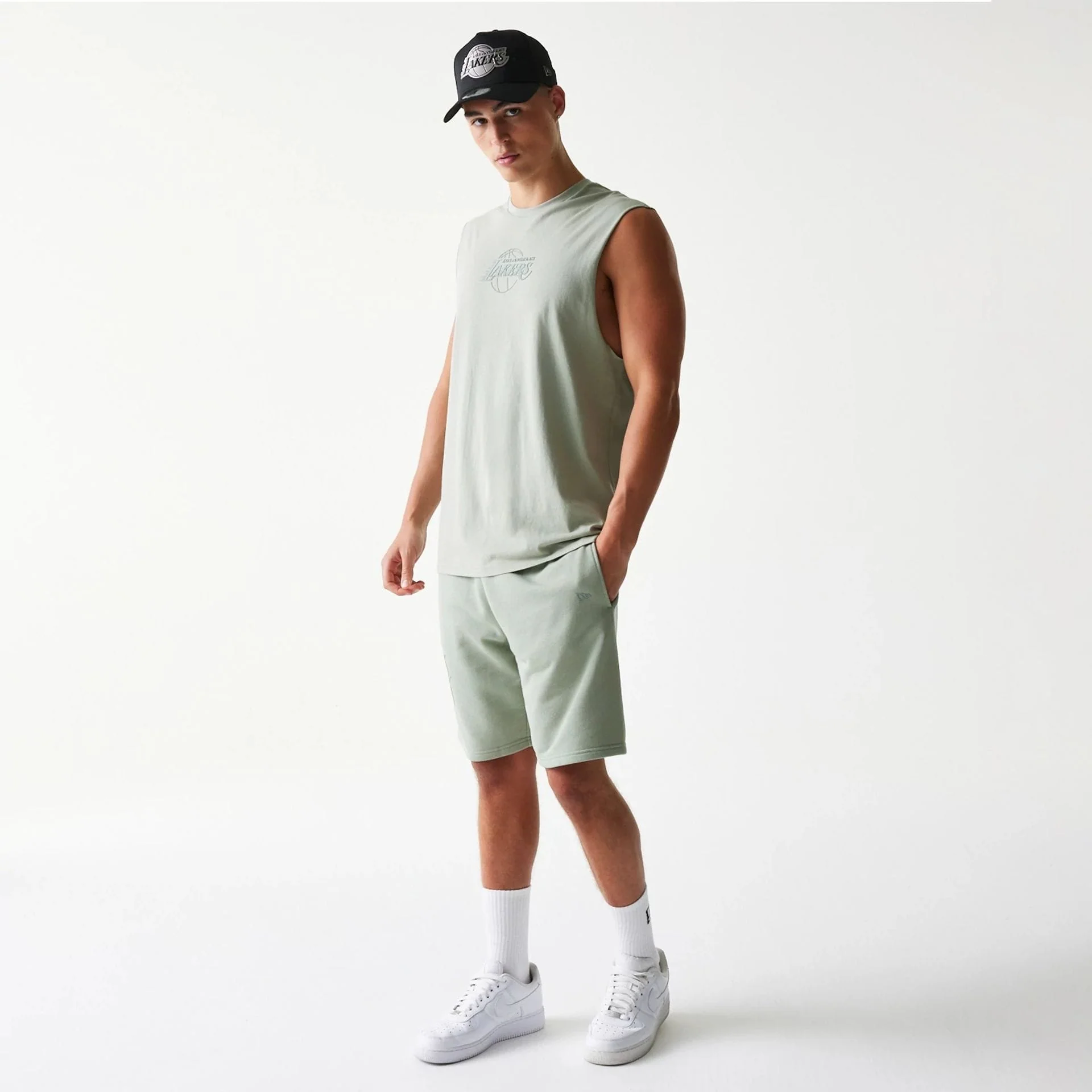 LA Lakers NBA Pastel Green Sleeveless T-Shirt - Image 8