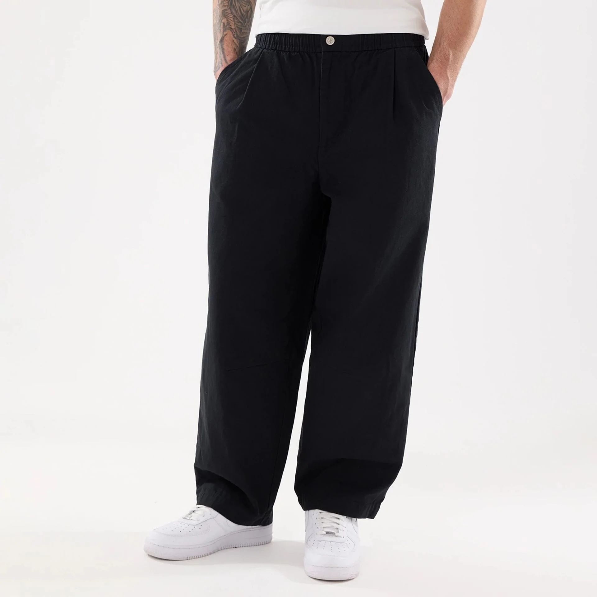 New Era Black Balloon Leg Trousers