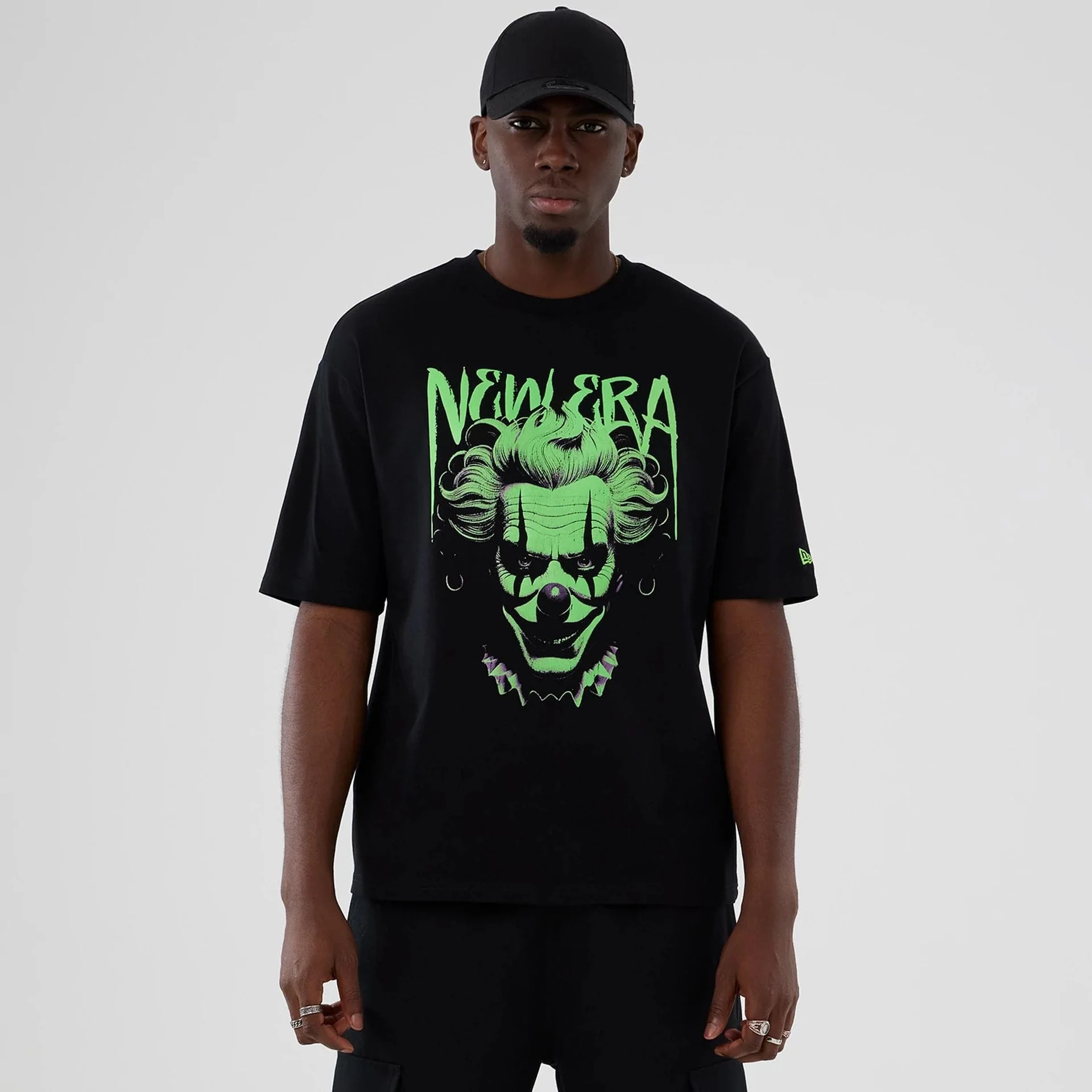 New Era Halloween Clown Graphic Black Oversized T-Shirt