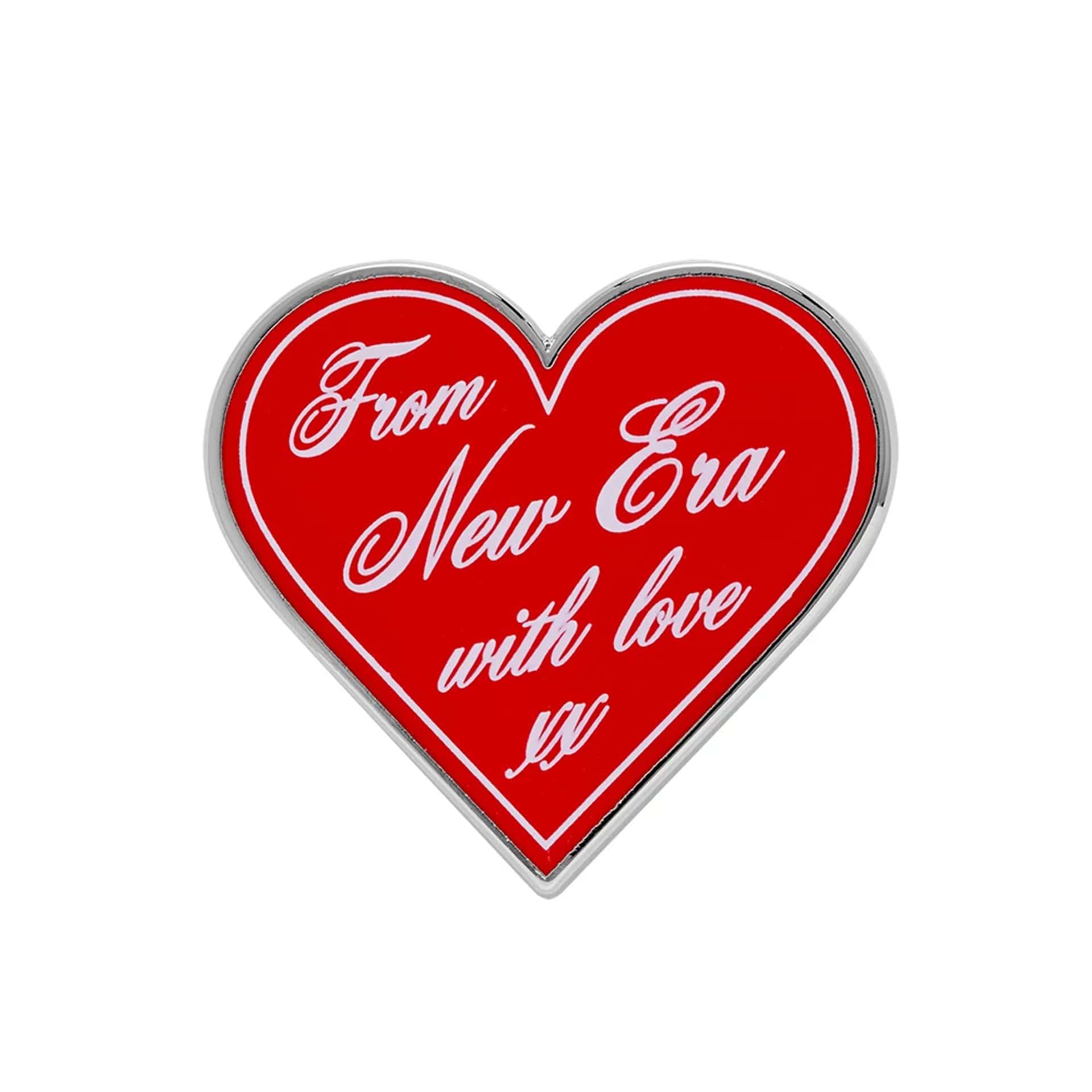 New Era Heart Script Red Pin Badge