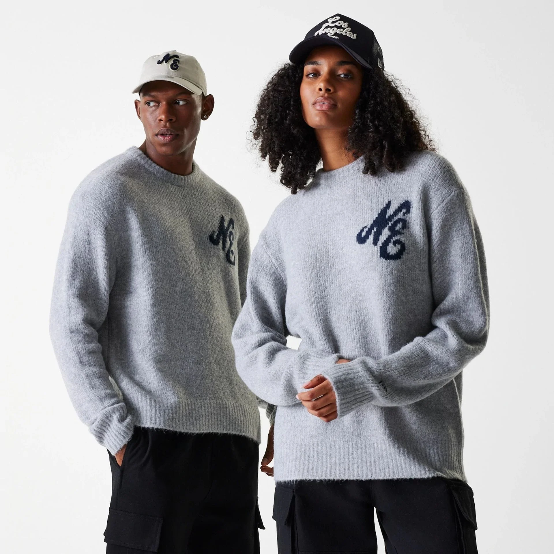New Era Knit Grey Oversized Knit Sweater