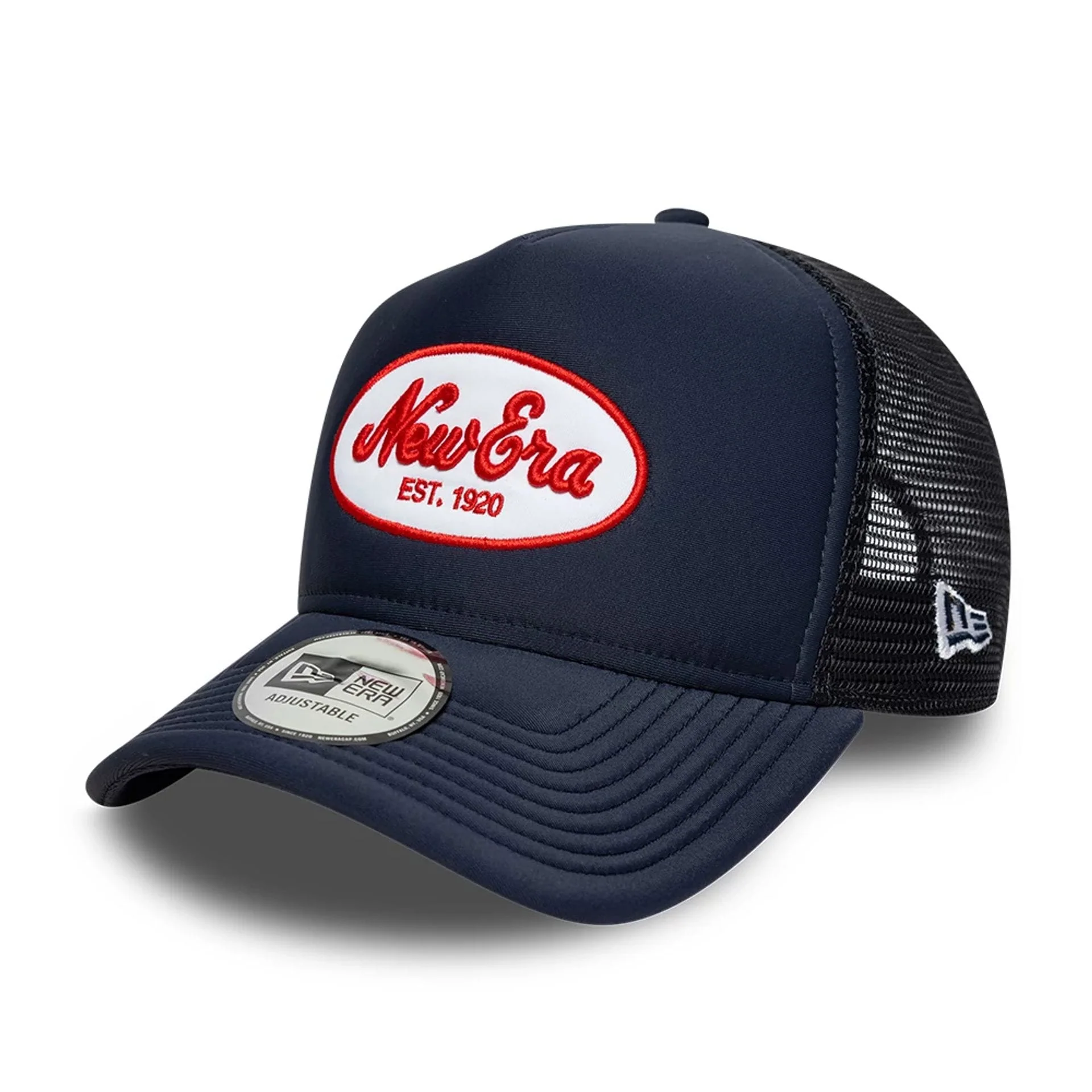 New Era Oval Patch Navy 9FORTY A-Frame Trucker Adjustable Cap