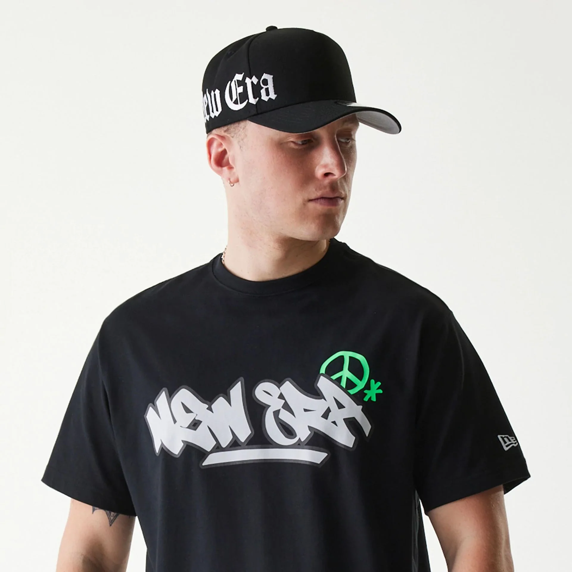 New Era Peace Symbol Black T-Shirt - Image 6