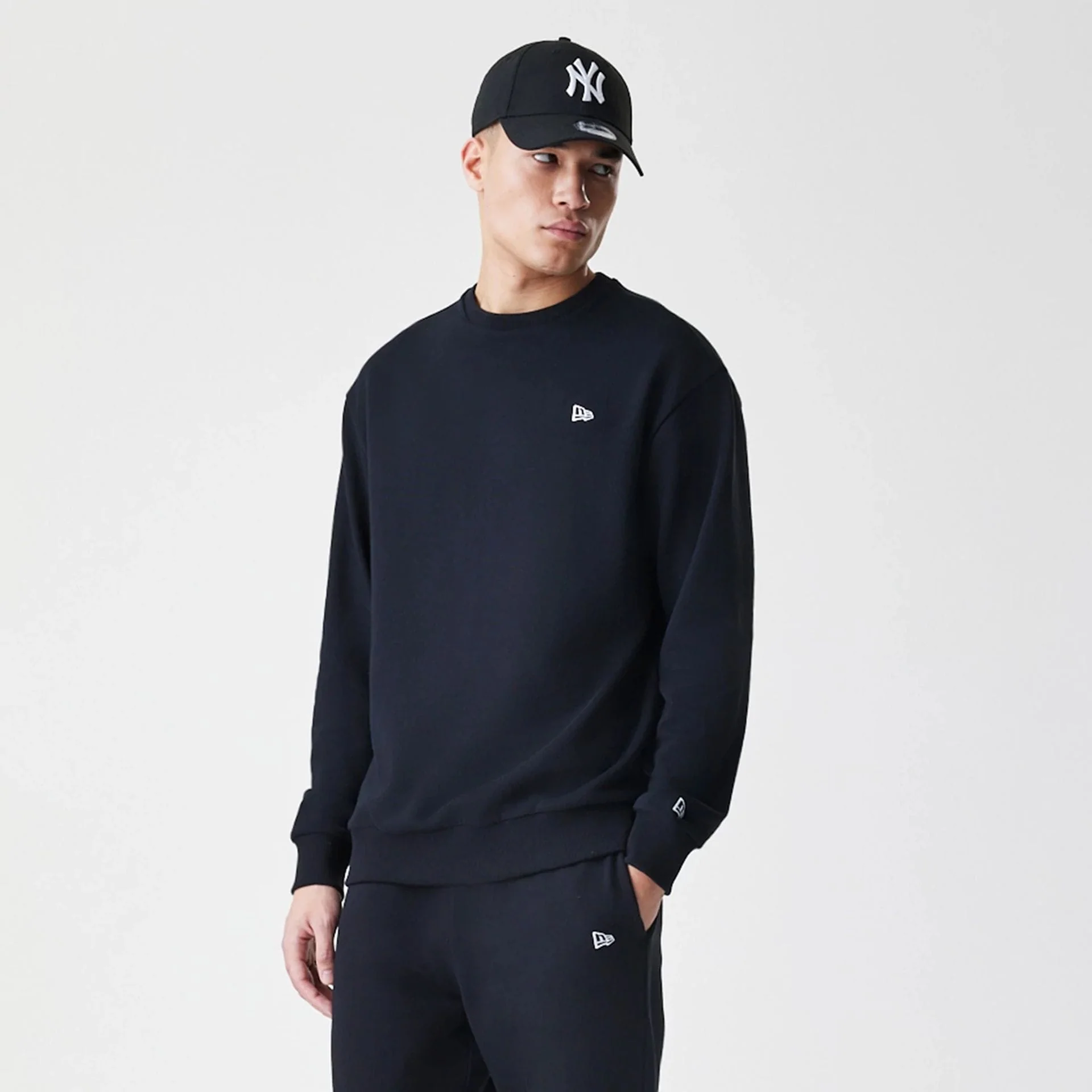 New Era Premium Essential Black Oversized Crew Neck Sweater - Image 3