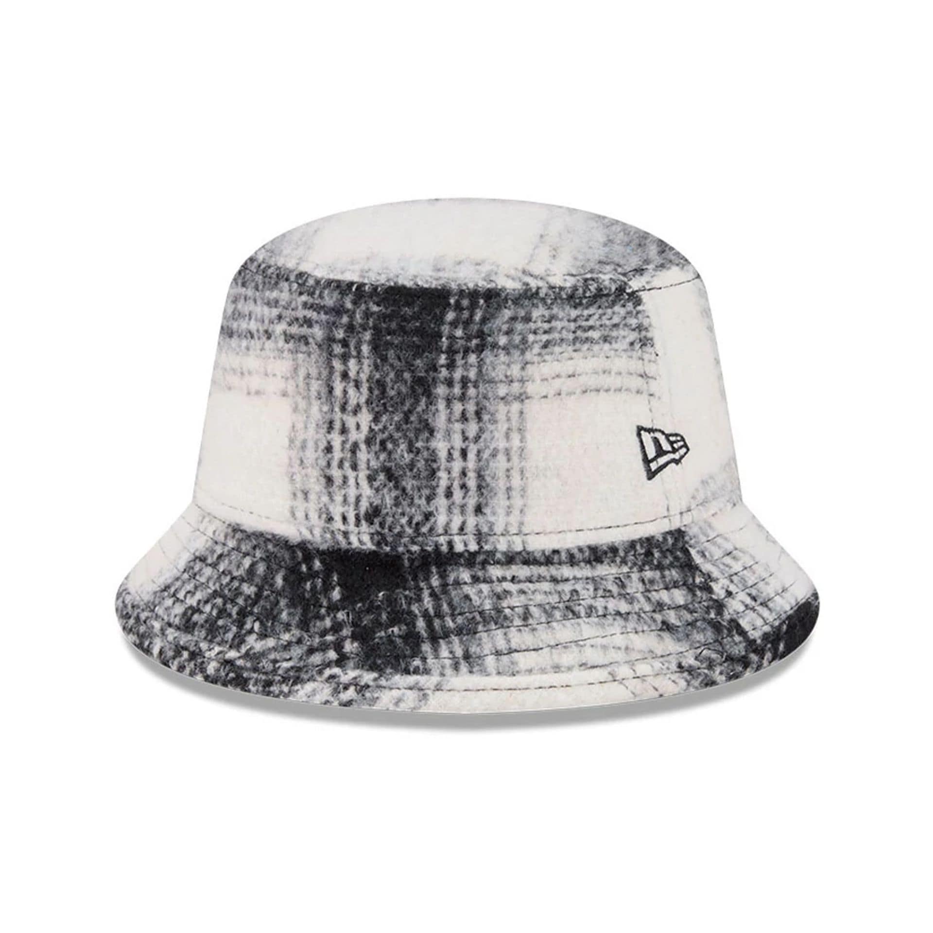 New Era White & Black Plaid Bucket Hat