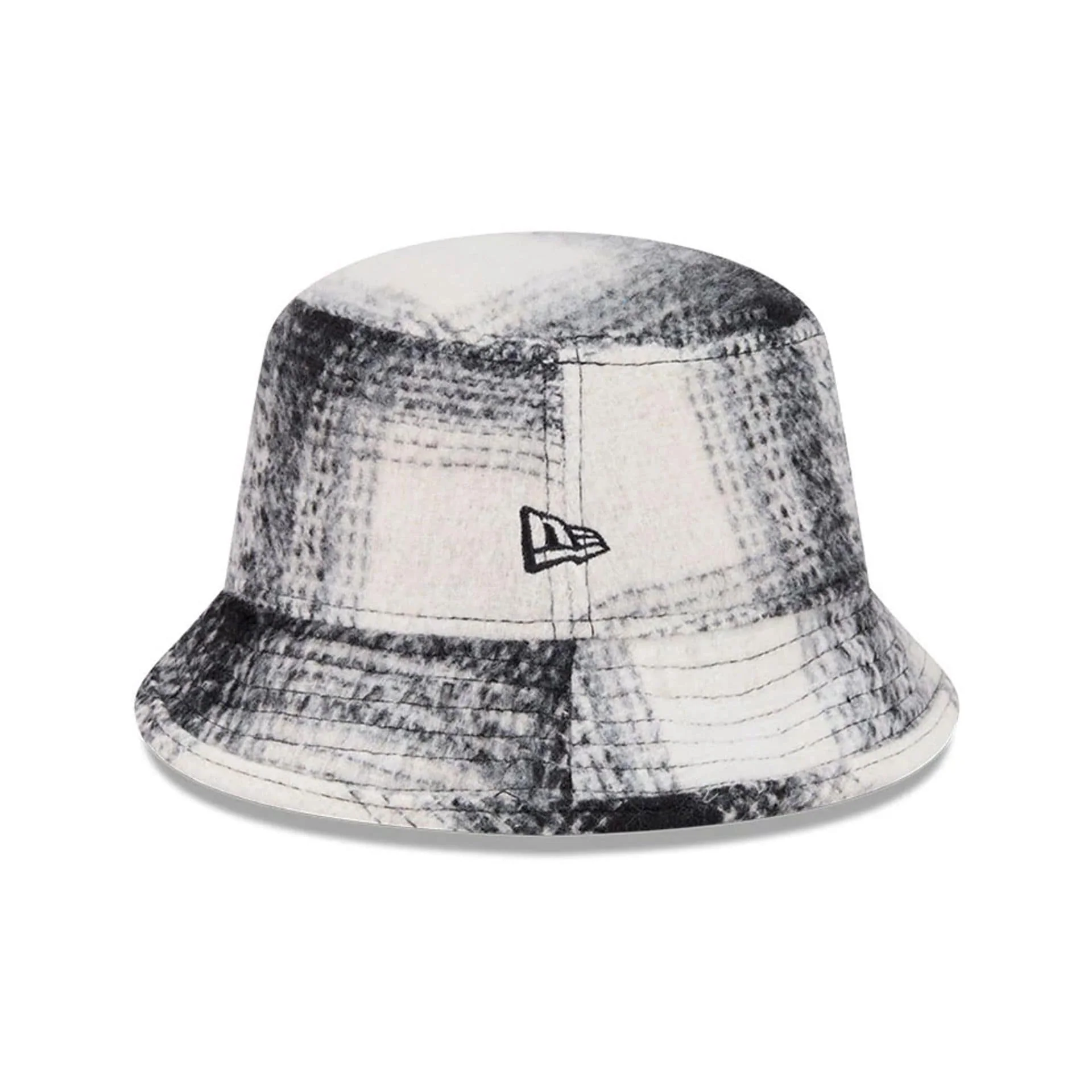 New Era White & Black Plaid Bucket Hat - Image 2