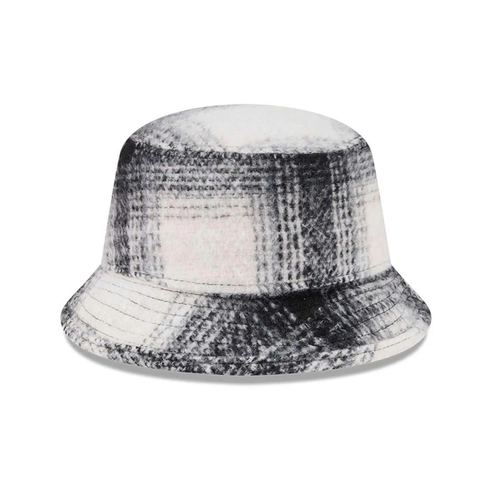New Era White & Black Plaid Bucket Hat - Image 6
