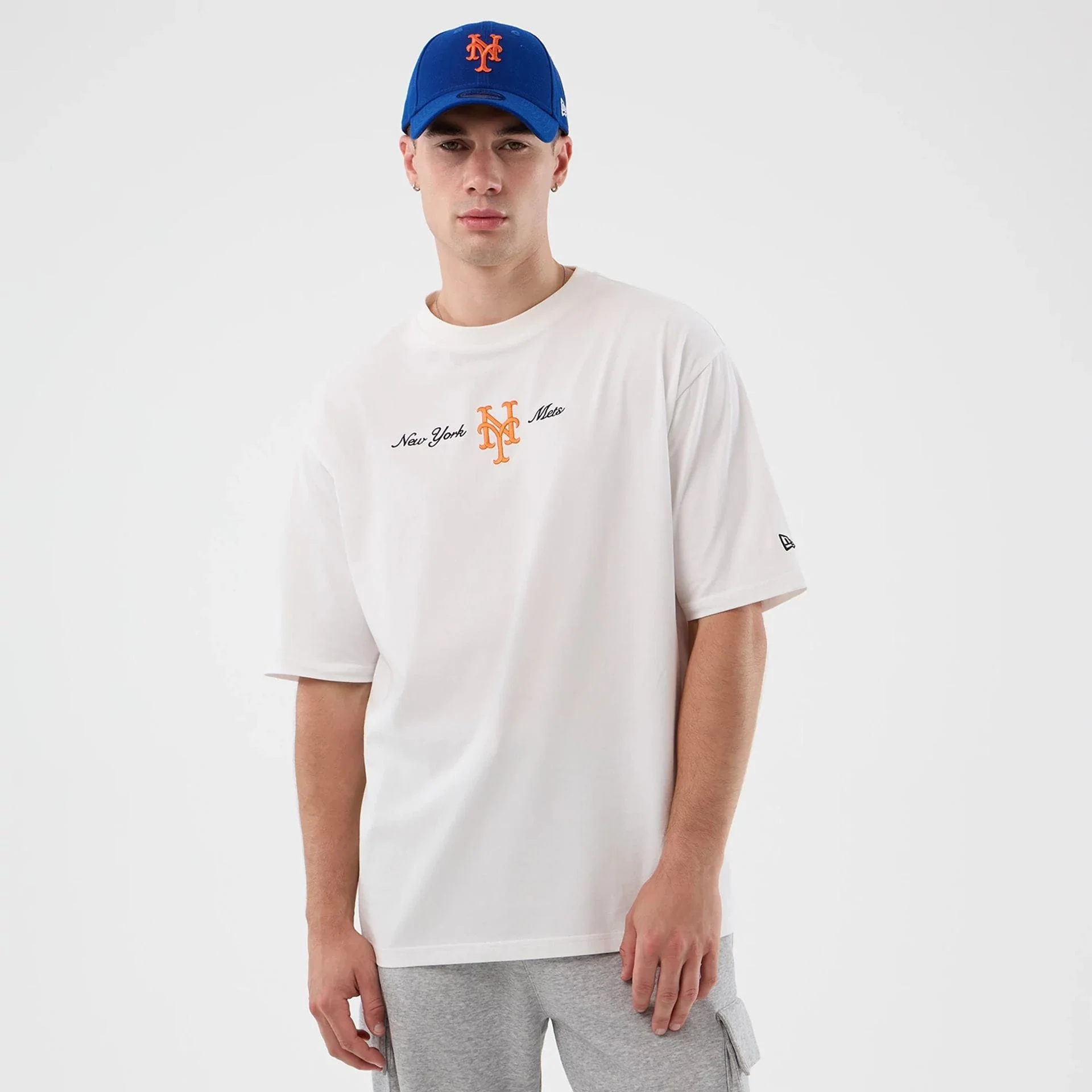 New York Mets MLB Script White Oversized T-Shirt