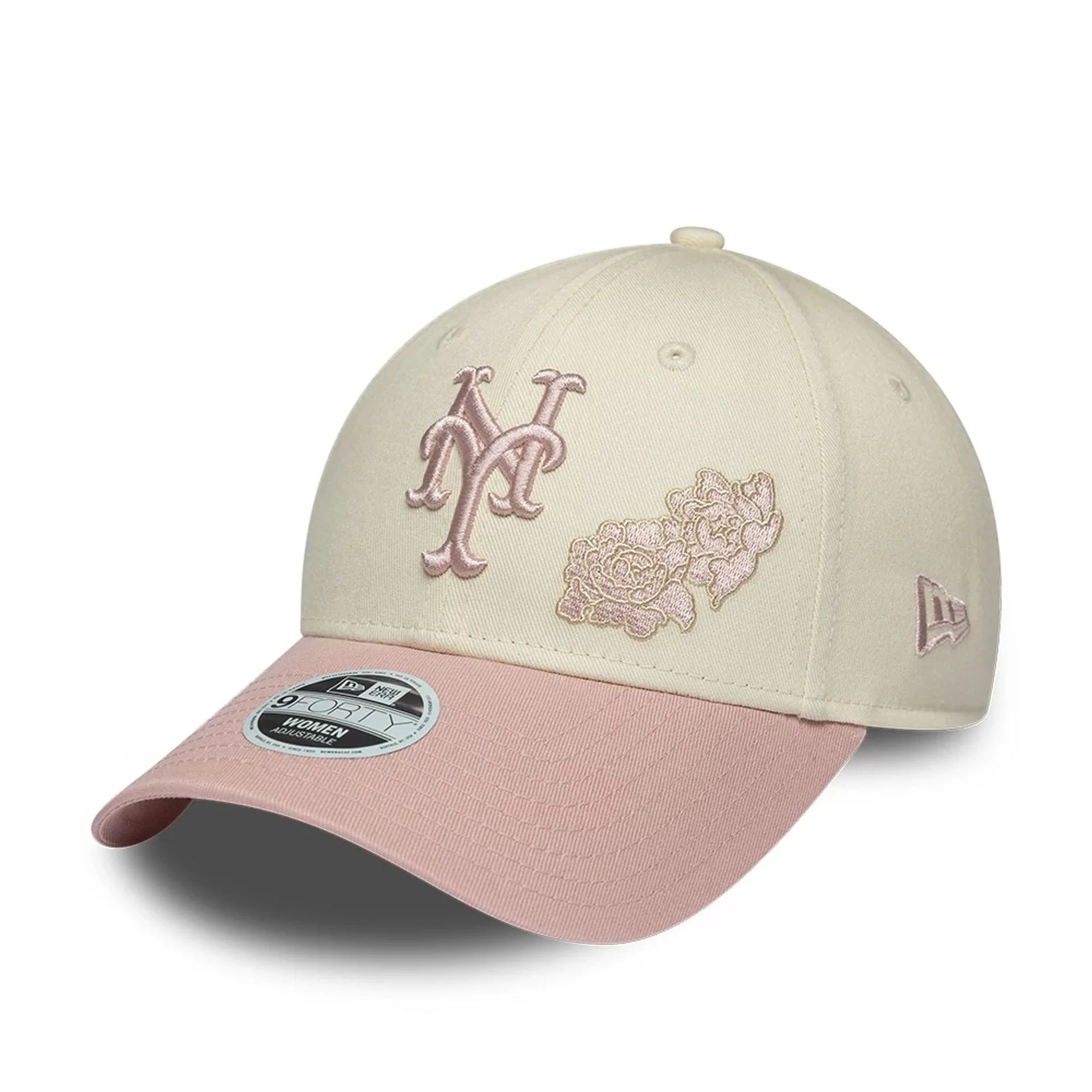 New York Mets Womens MLB Floral Cream 9FORTY Adjustable Cap