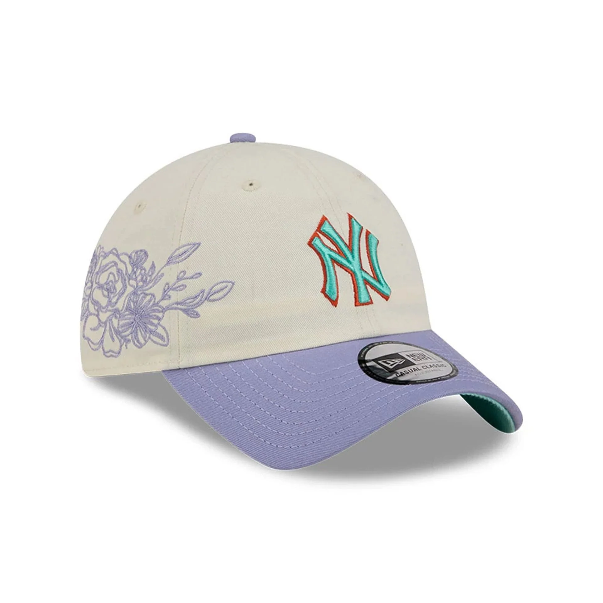 New York Yankees MLB Lavender Flowers White Casual Classic Adjustable Cap