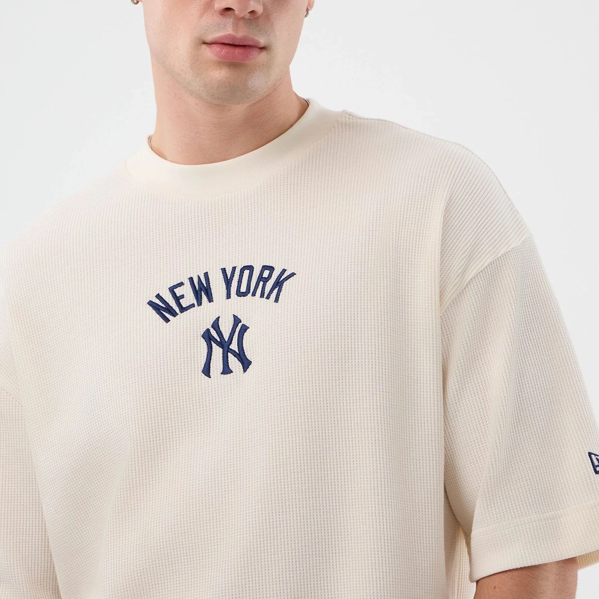 New York Yankees MLB Waffle Open White T-Shirt - Image 5