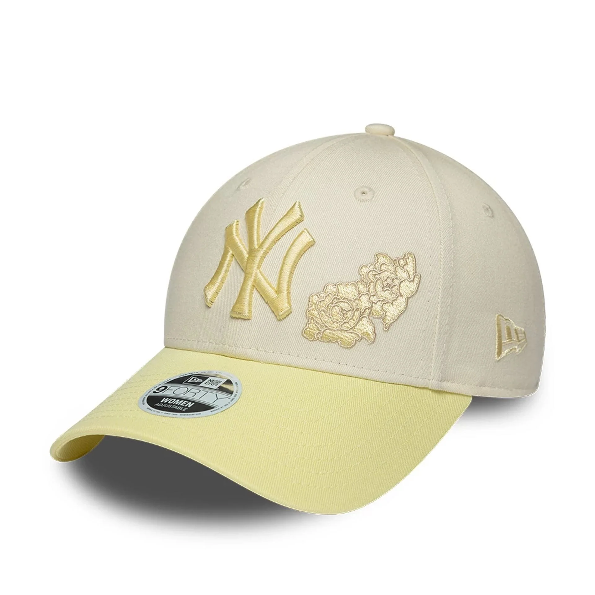 New York Yankees Womens MLB Floral Cream & Yellow 9FORTY Adjustable Cap