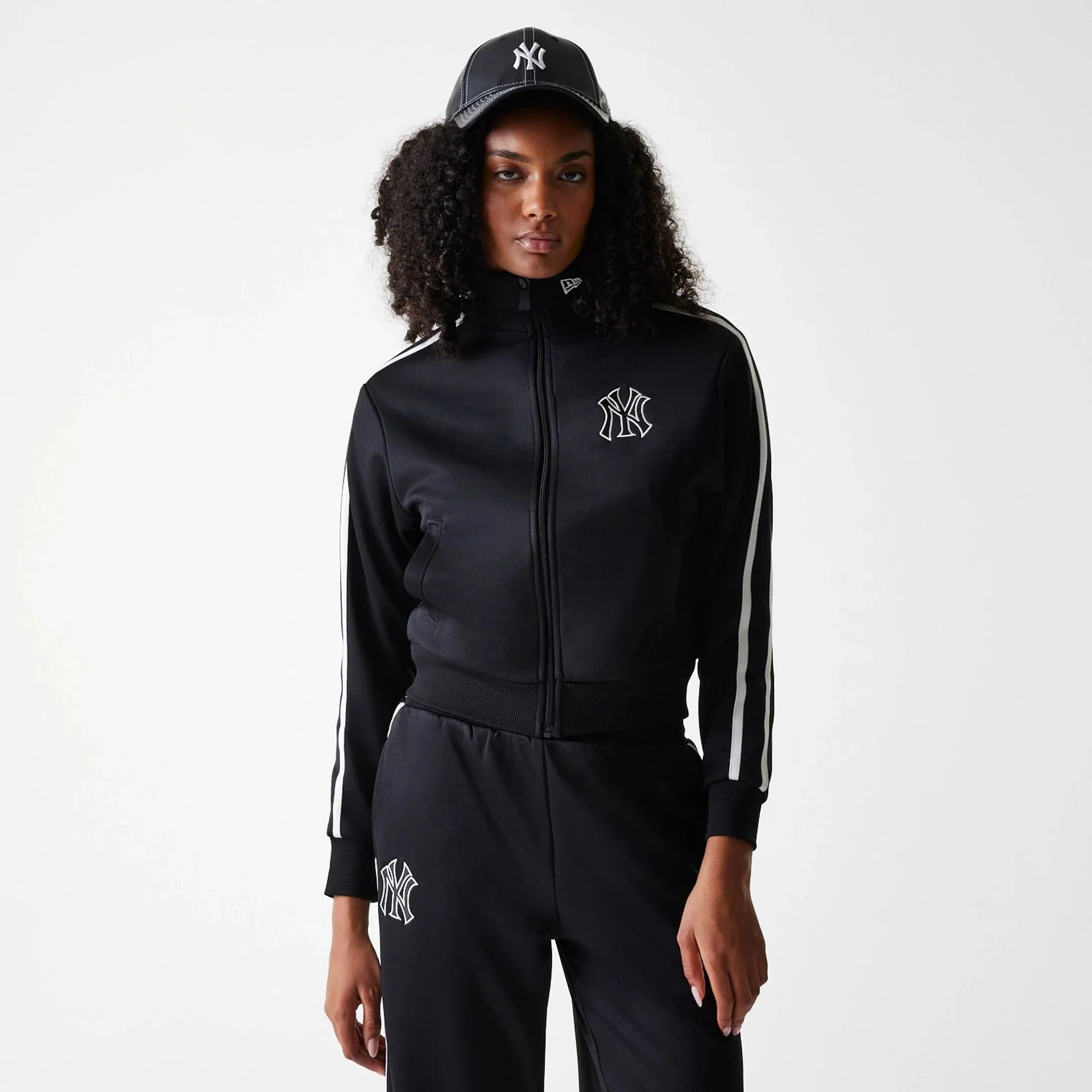 New York Yankees Womens MLB Midi Logo Black Track Jacket