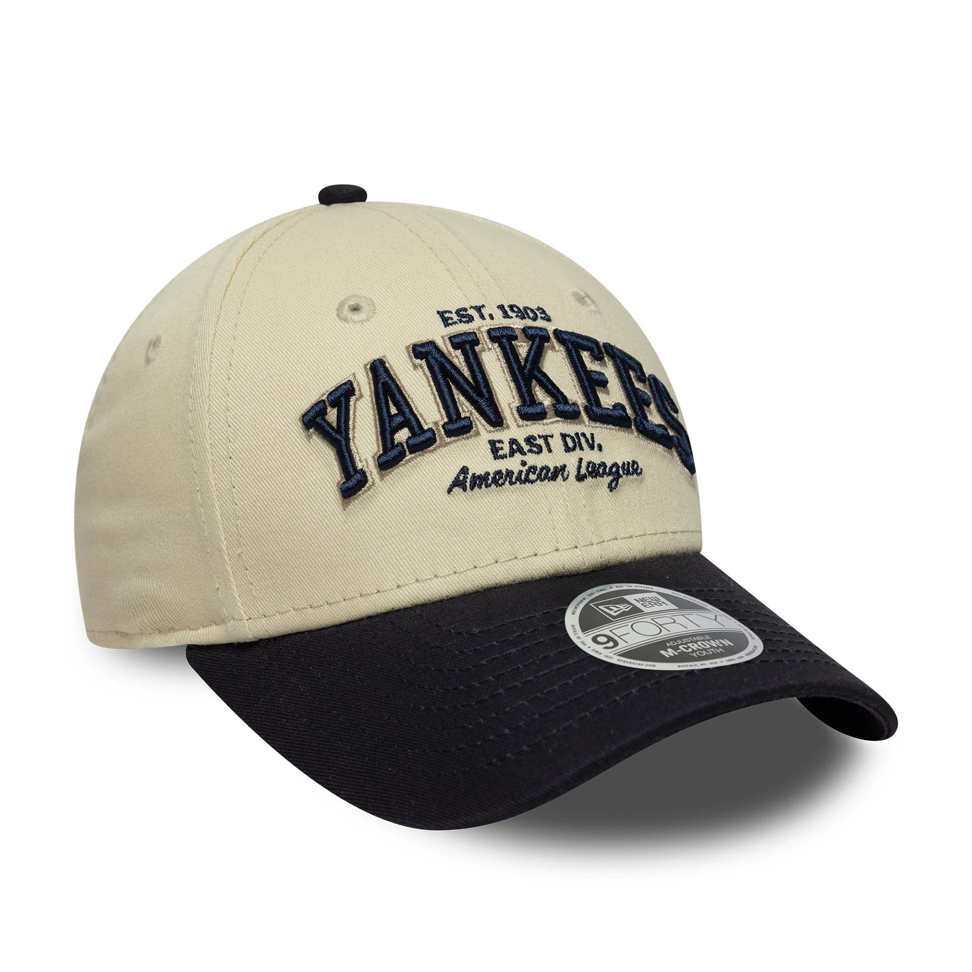 New York Yankees Youth MLB Wordmark Black 9FORTY M-Crown Cap - Image 3