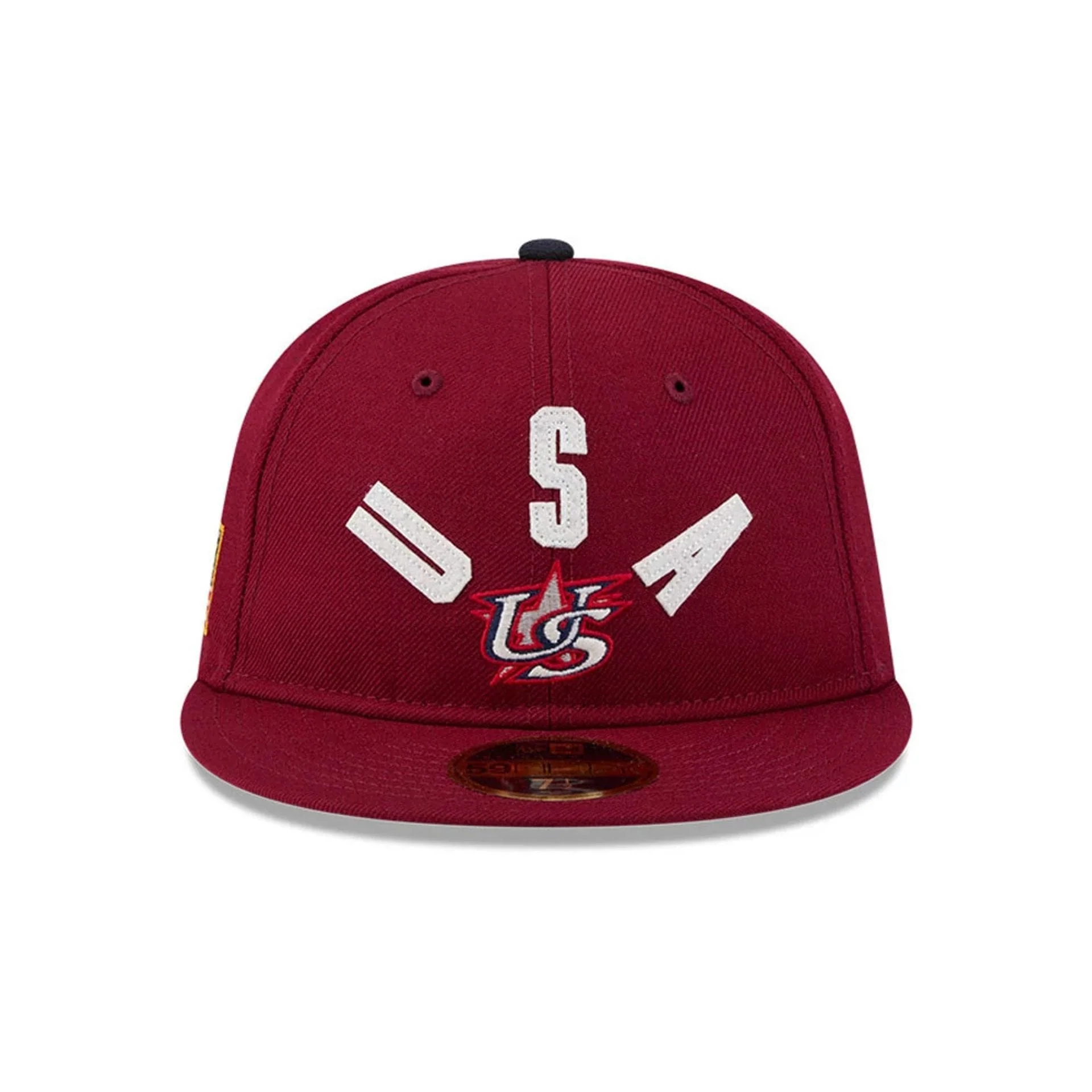 WBC USA Classical Script Dark Red Retro Crown 59FIFTY Fitted Cap - Image 3