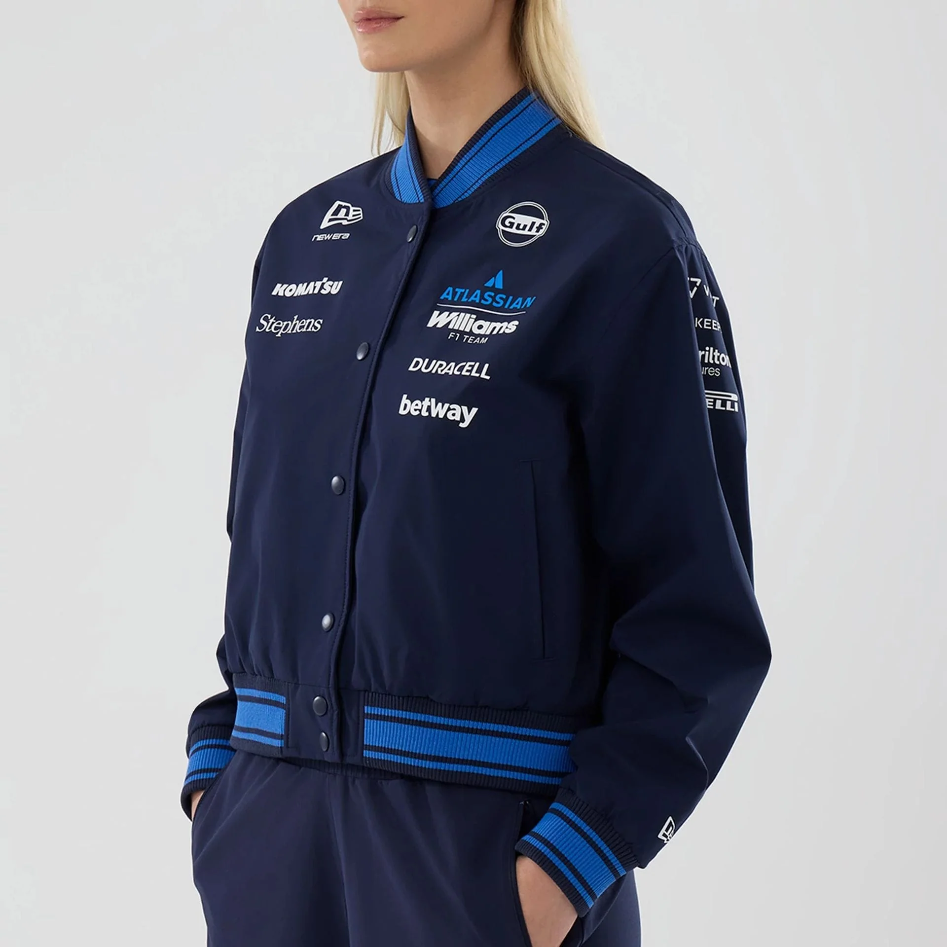 Womens Williams Navy Varsity Jacket - Image 4